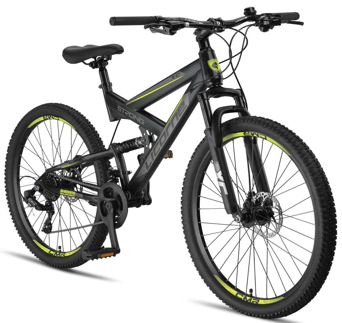 Licorne Bike Strong 2D Vélo Tout Terrain de qualité supérieure 27,5" pour garçon Fille Femme et Homme avec Frein à Disque Avant et arrière 21 Vitesses dérailleur Suspension complète