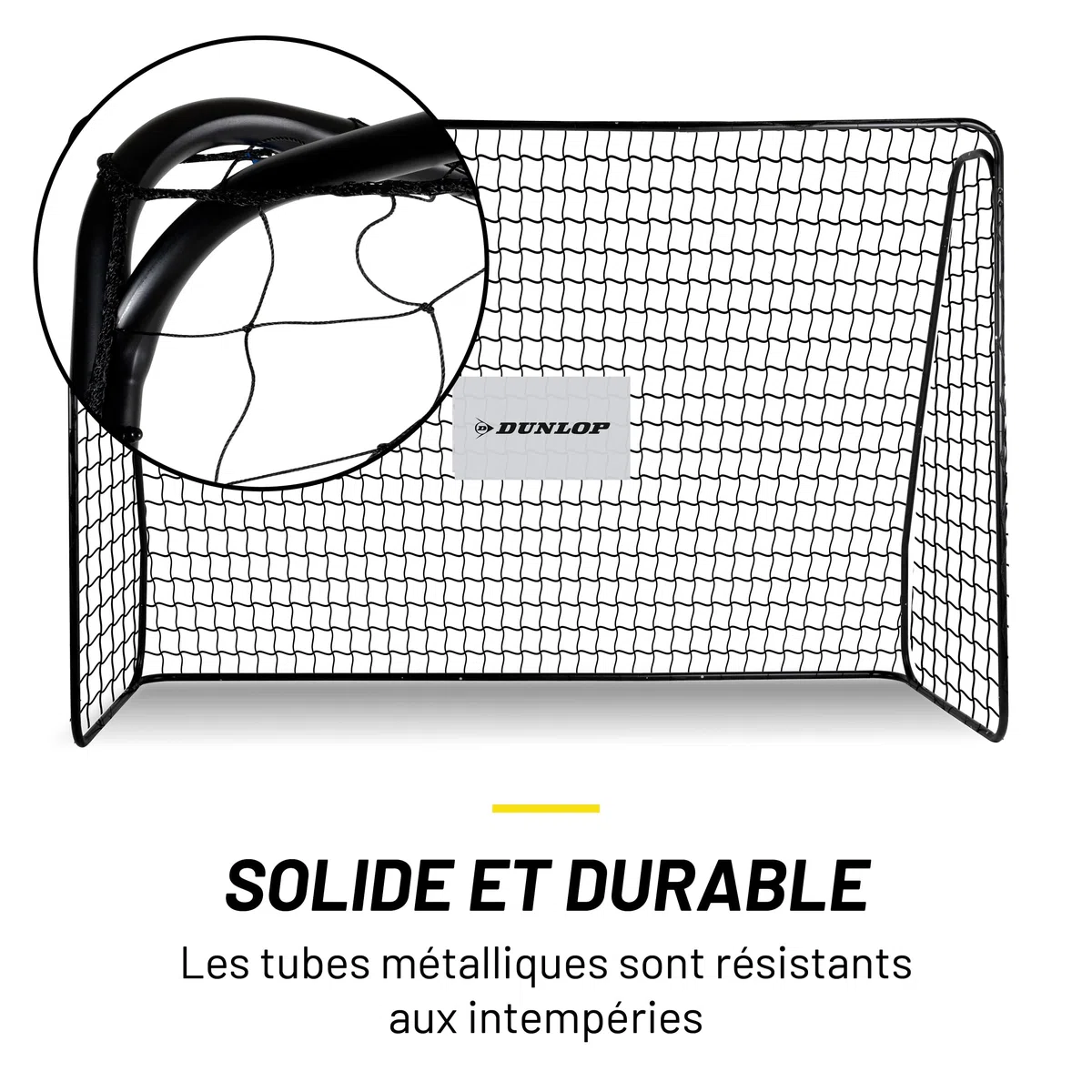 Dunlop Fußballtor - 240 x 160 x 85 cm - Metall - Fußballtrainingszubehör für Alle Altersgruppen - Einfache Montage - Schwarz/Rot