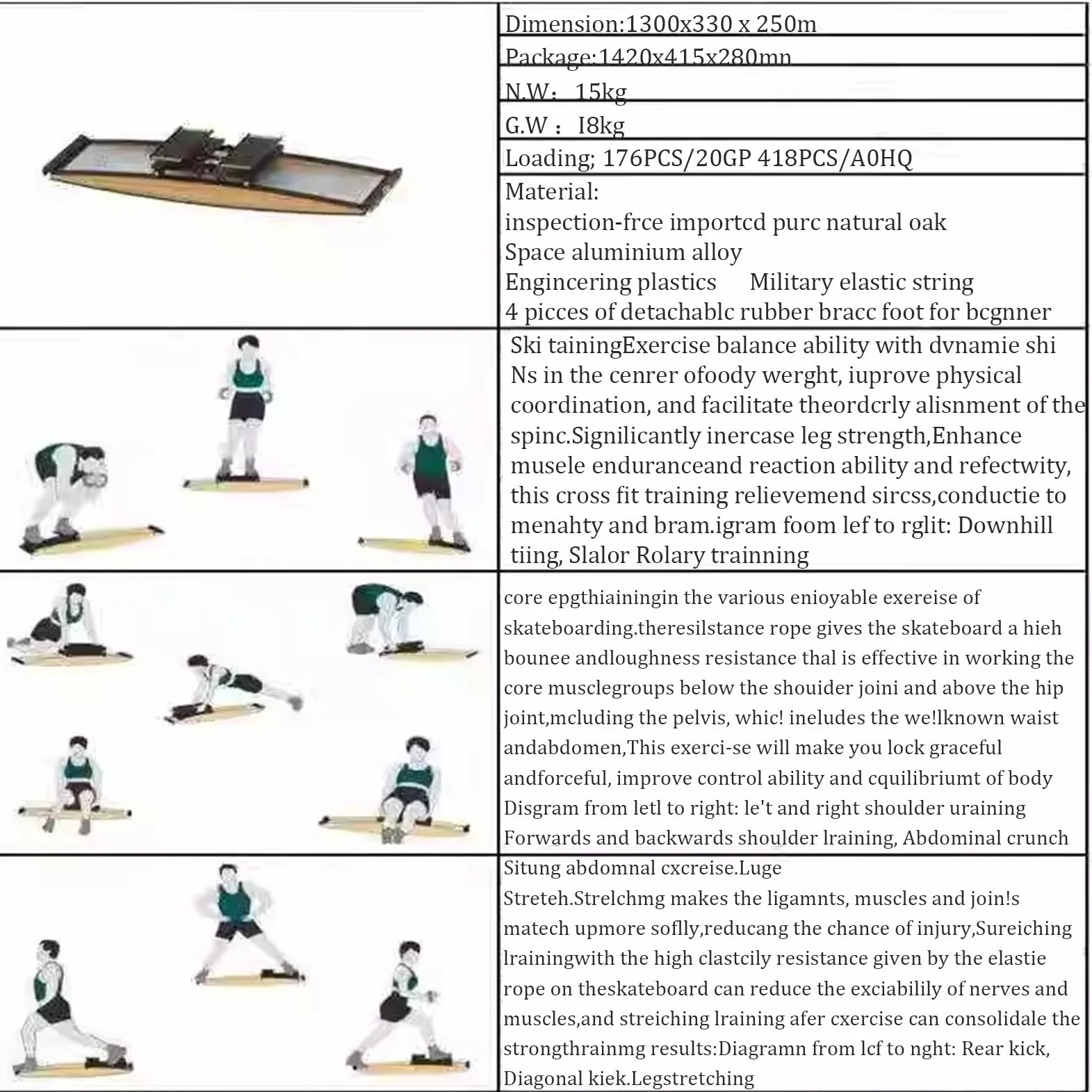 Machine de Ski simulée en intérieur, Ensemble d'outils d'entraînement de Force et d'équilibre, avec Canne de Marche, résistance Librement réglable de 0 à 100 kg
