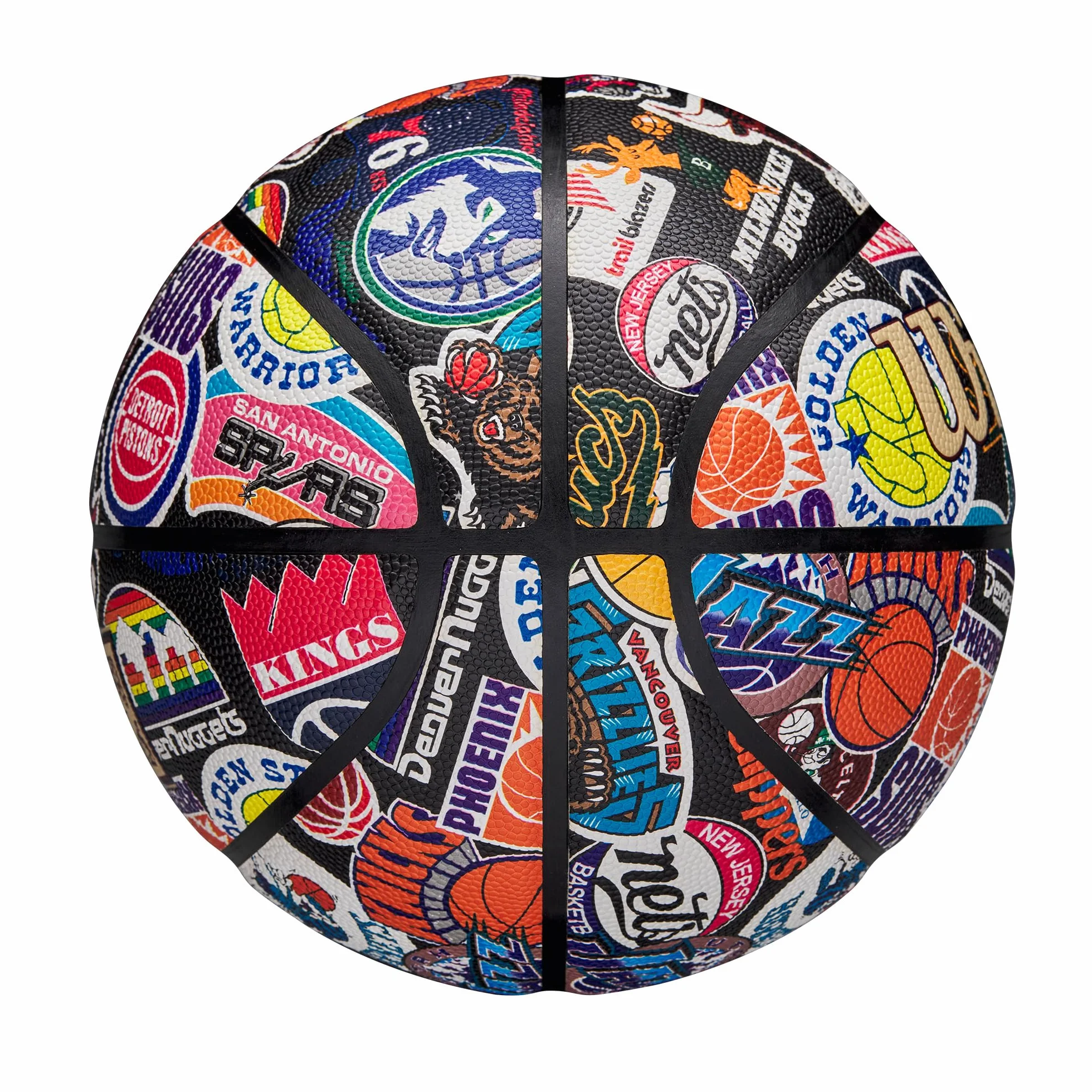 WILSON NBA All Team, Ballon de Basket Rétro Fabriqué avec Une Innovation à Double Profondeur et Une Surface au Toucher Pur, Rétention d'air Améliorée et Logo Classic Hardwood, Taille: 7