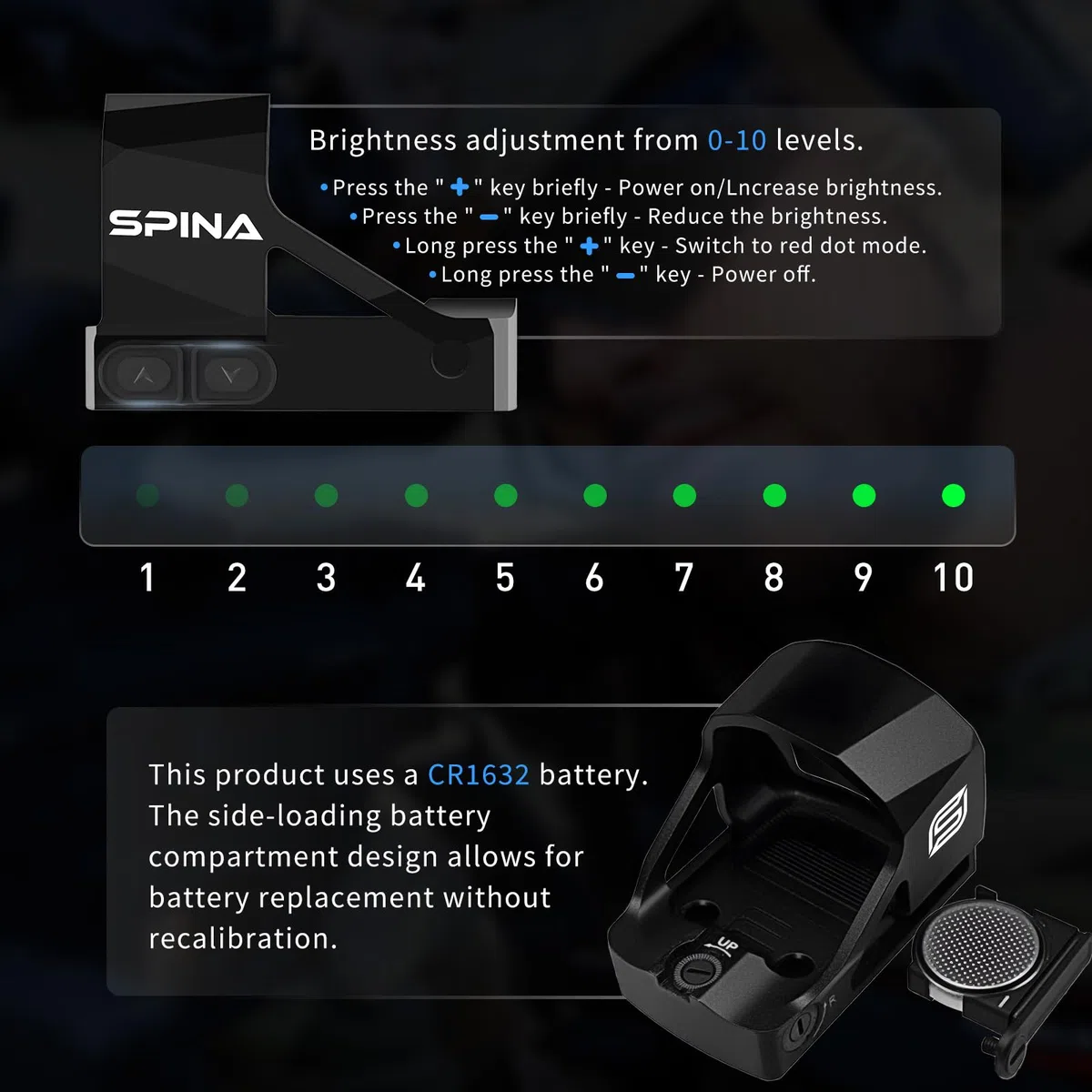 SPINA OPTICS Pulse 1x21x25 Motion Awake 3 MOA Viseur à Point Rouge/Vert pour RMSC, avec Grande Fenêtre de Visée, Optique Reflex Ouverte, Aluminium 7075
