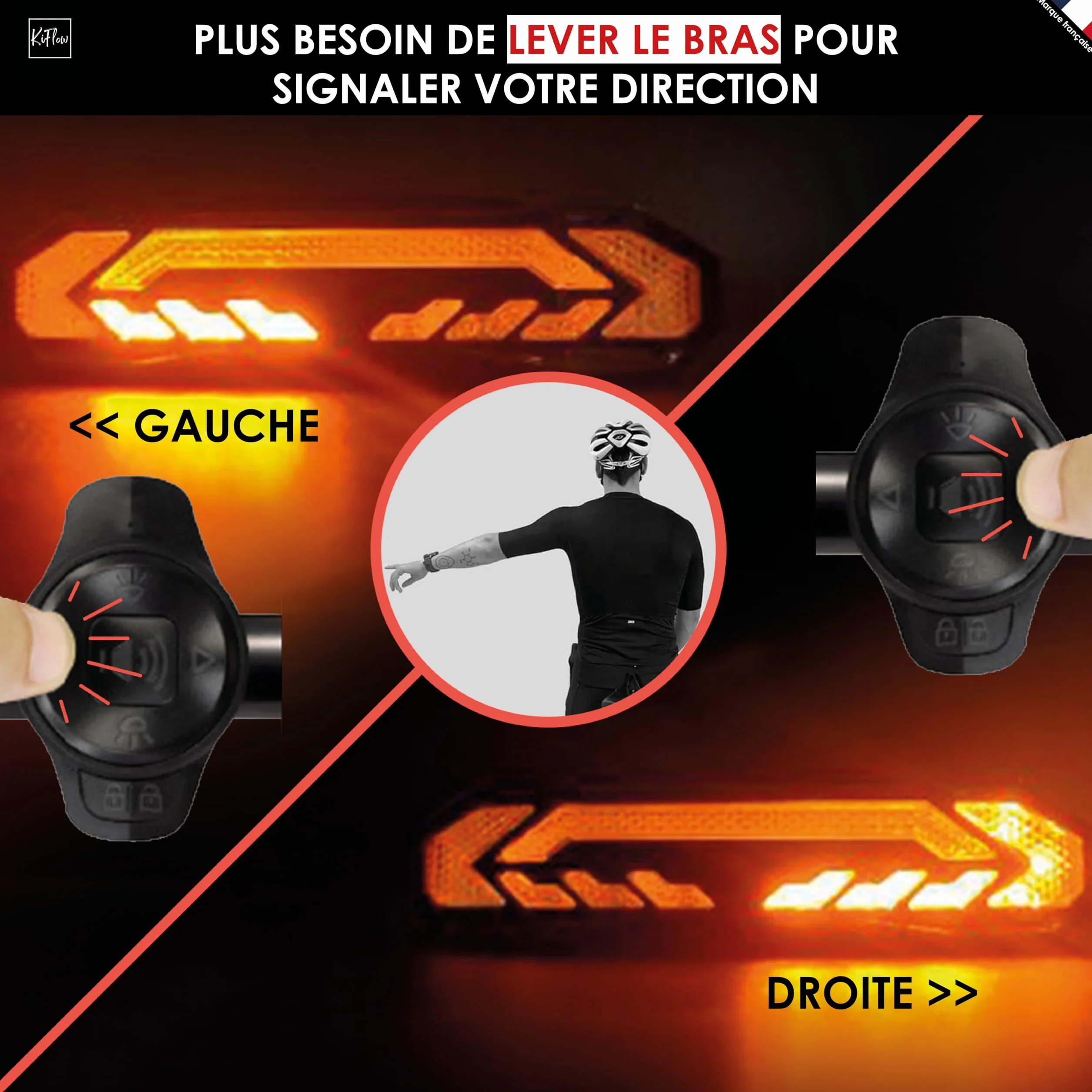 KIFLOW Clignotant Vélo Feu Arrière Alarme
