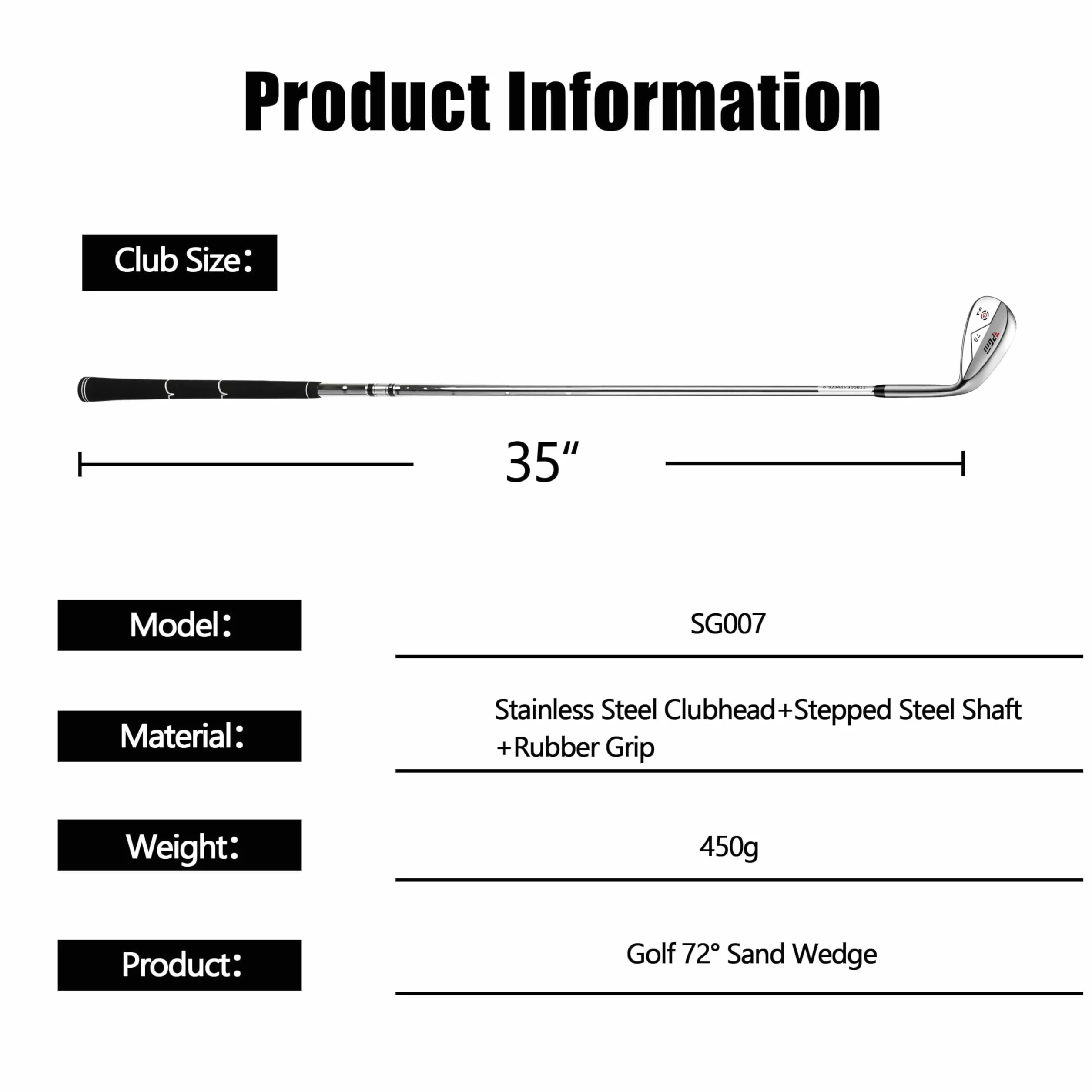 PGM Wedge – 72 degrés Premium Sand Wedge pour homme et femme – Texturé CNC – Bunker Buster Escape Bunkers et économisez des coups autour du club de golf Green-High Loft