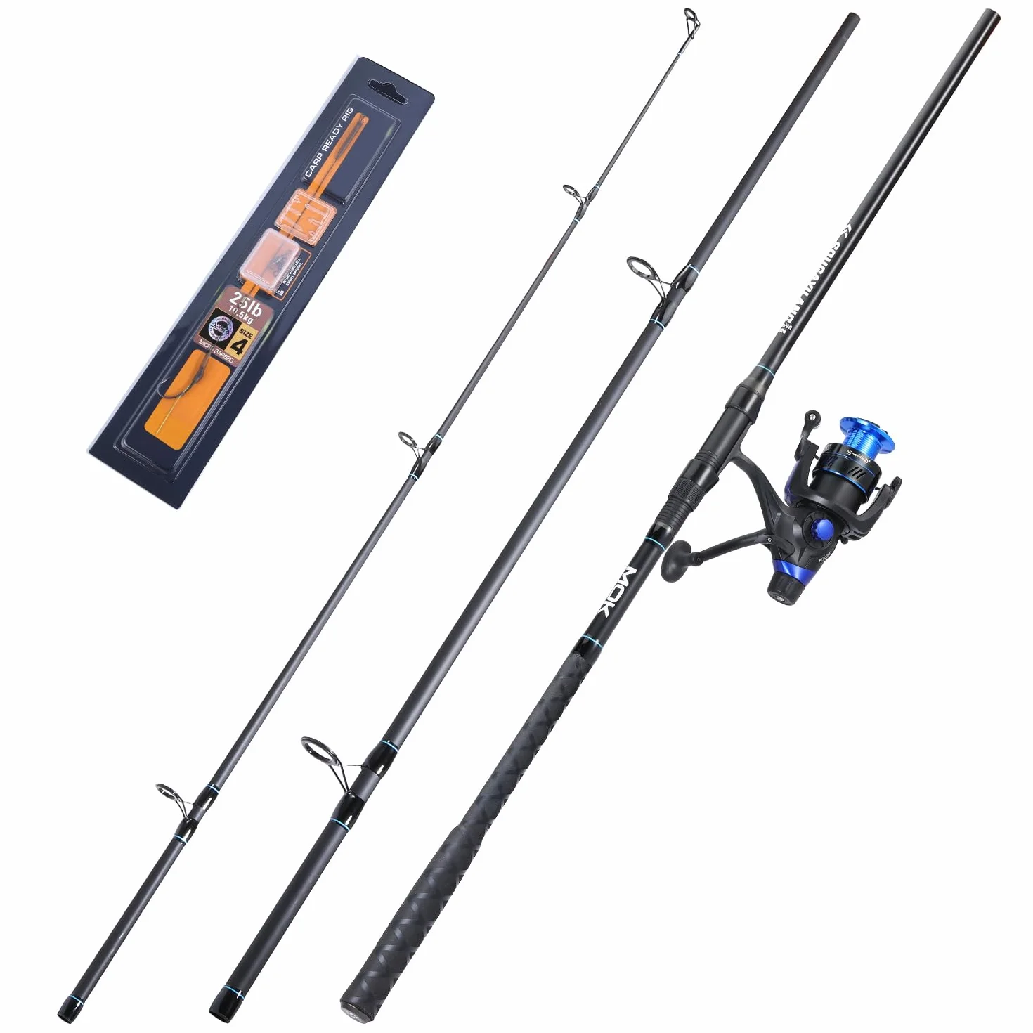 Sougayilang Canne à pêche à la carpe et moulinet, 3 sections de haute qualité en carbone, canne à pêche et moulinet, kit de pêche à la carpe avec ligne de pêche, hameçons