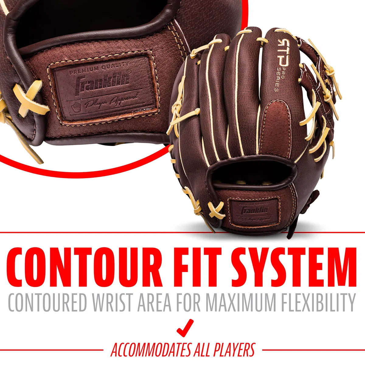 Franklin Sports RTP Pro Gant de Baseball pour Adulte et Adolescent Droite Camel
