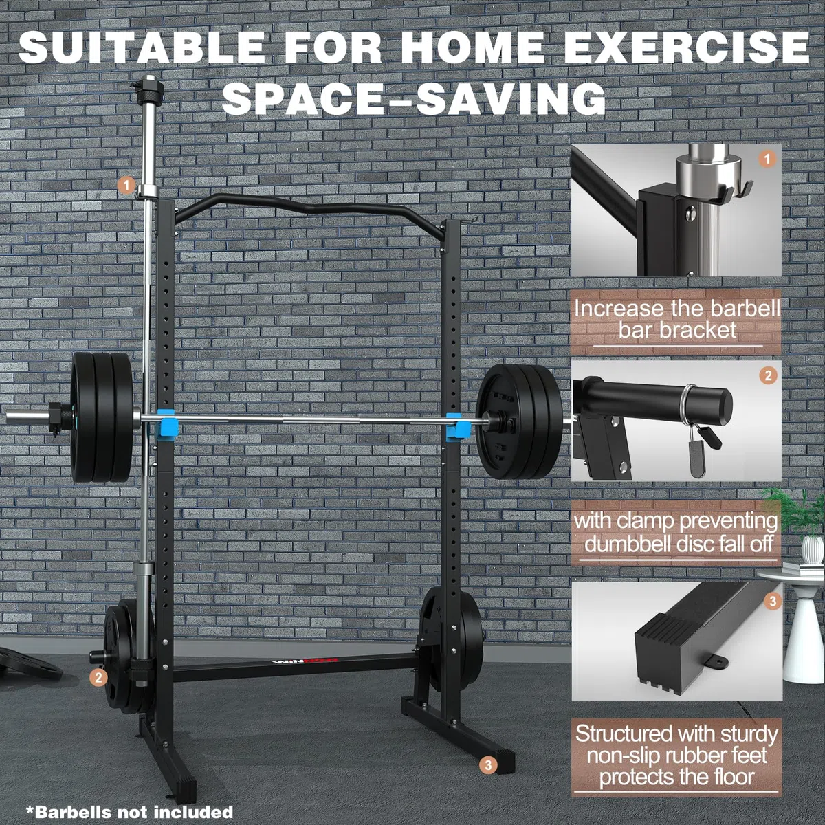 WINNOW Cage de Puissance Tour de Puissance pour Salle de Gym à Domicile réglable en Hauteur Squat Rack Station de Traction multifonctionnelle Support de Squat Support d'haltères