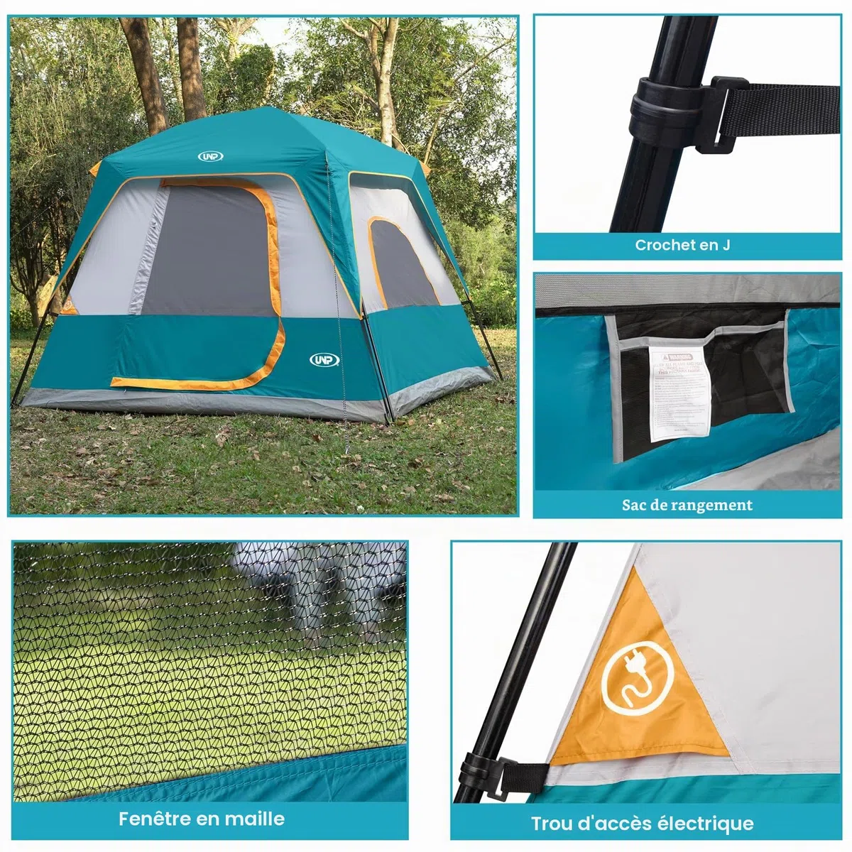 UNP Tente 4-8 Personnes, Facile à Installer, ImperméAble avec Toit Anti-Pluie pour Camping/RandonnéE Et RandonnéE