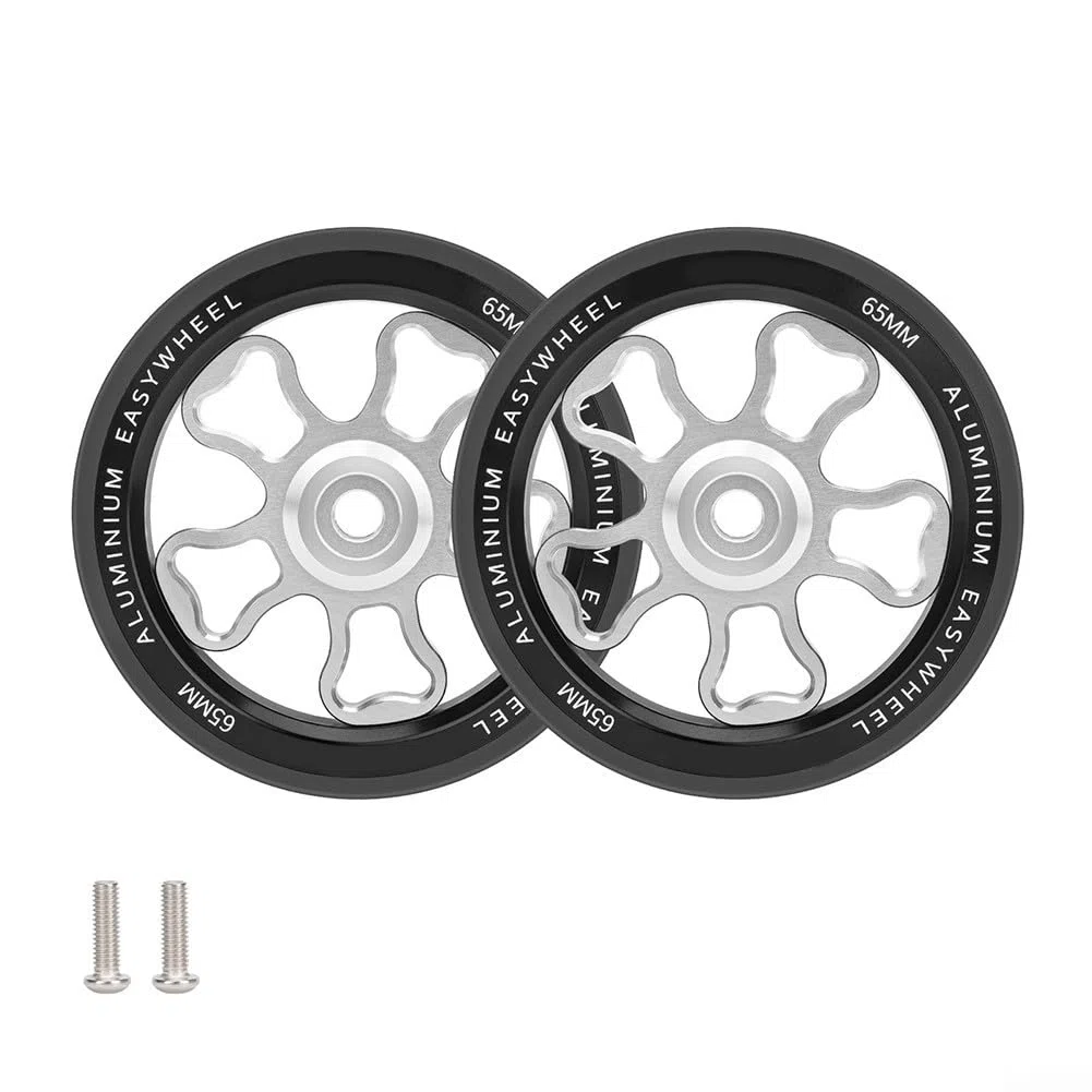 Roue de vélo pliable Easy Wheel, 70 mm pour Brompton et pour 3Sixty avec alliage d'aluminium et construction en caoutchouc, conçue pour une utilisation fluide (noir)