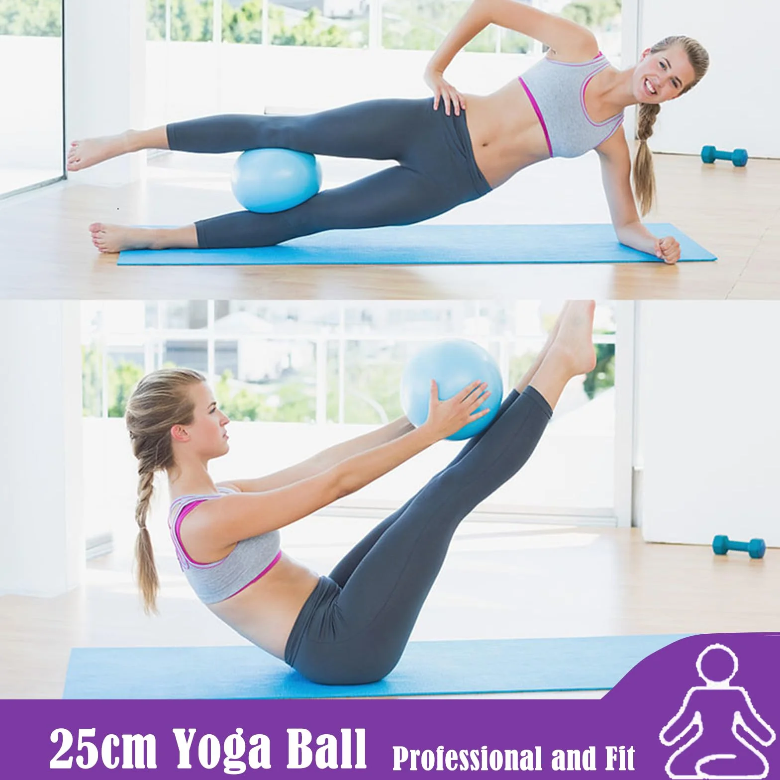 Kit Pilates Essentials pour Femmes, Kits De Pilates pour EntraîNements à Domicile, Ensembles De Yoga Portables, avec Ballon De Yoga 25 Cm, Bande RéSistance en Forme De 8