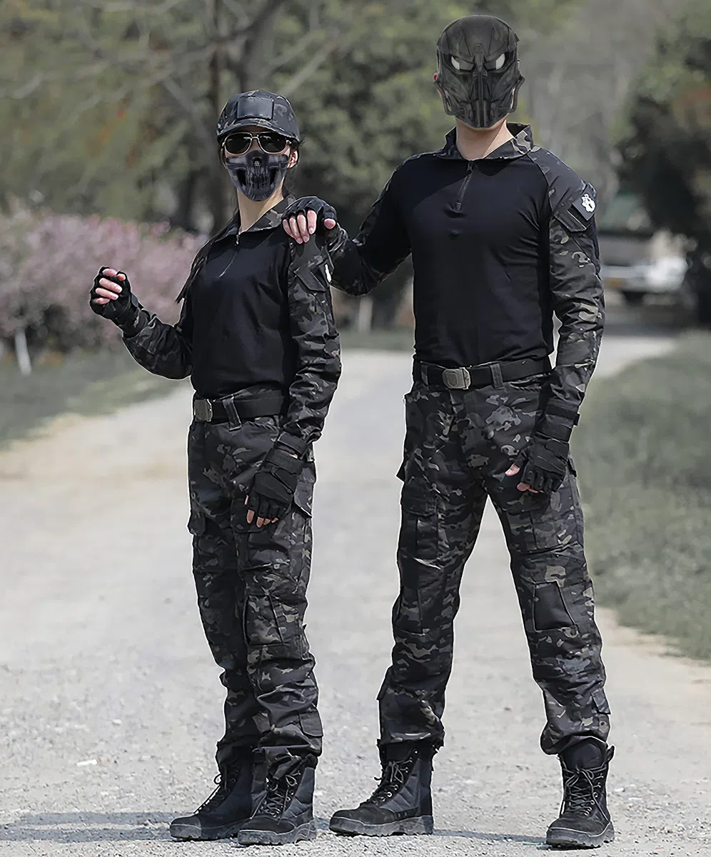 Tenue Airsoft Uniforme Militaire Tactique Pantalon de Combat Poches Multiples Pantalon et Tactical Chemise pour Paintball Chasse Tir BDU