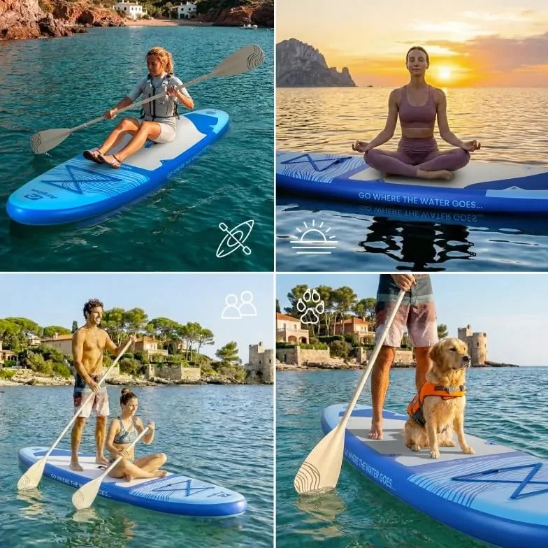 Paddle Gonflable AIRGLISS 11.0 JUSQU'A 2 Personnes (Max. 170kg) | Adulte ET Enfant | Stable ET DE Qualite | Complet avec Tous Les Accessoires : PAGAIE, GONFLEUR, Sac, AILERON, Leash