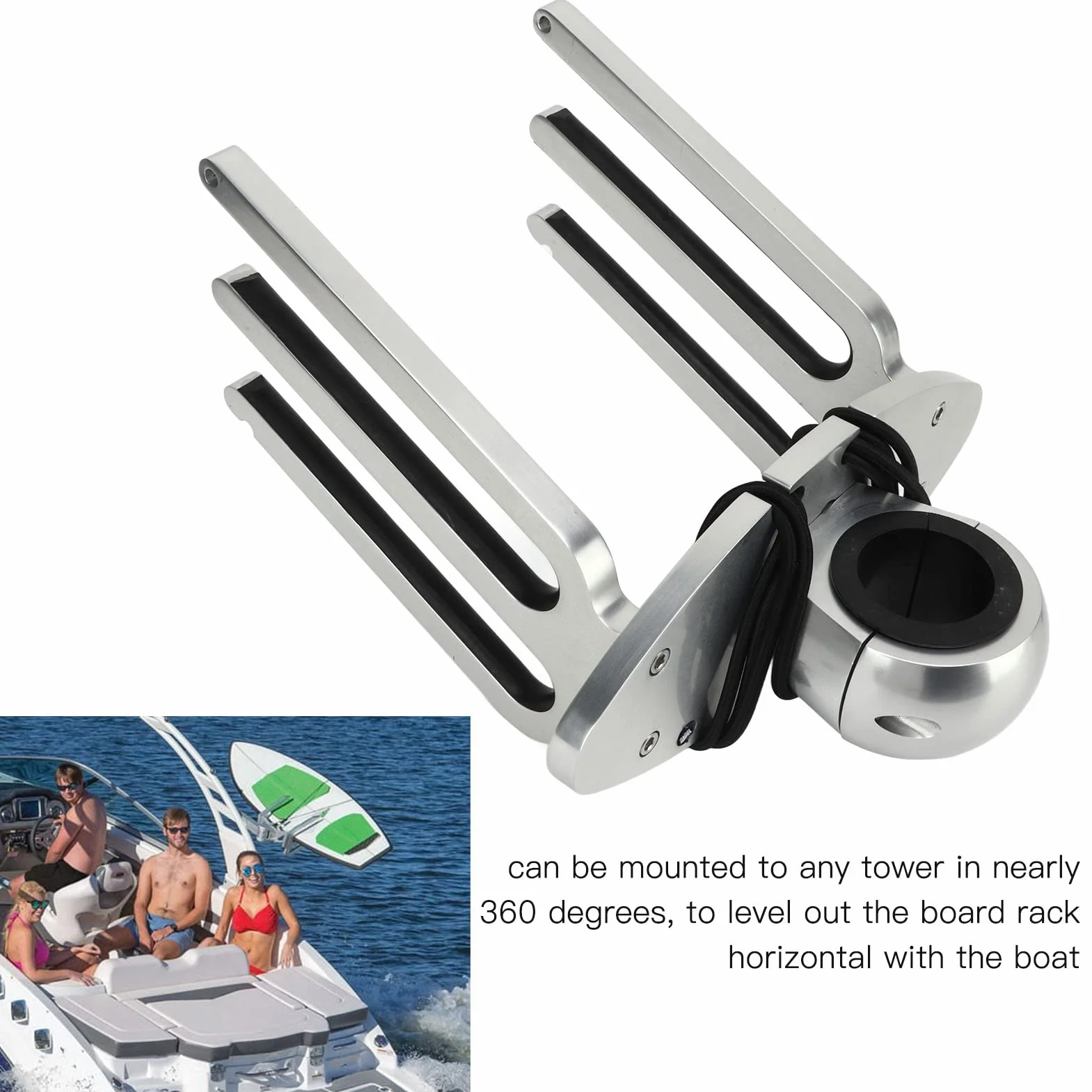 Support de de Wakeboard, Support de de Wakeboard pour Bateau Support de Support de Wakeboard à Angle Réglable en Alliage D'aluminium Poli pour Tube de Serrage de 1,89