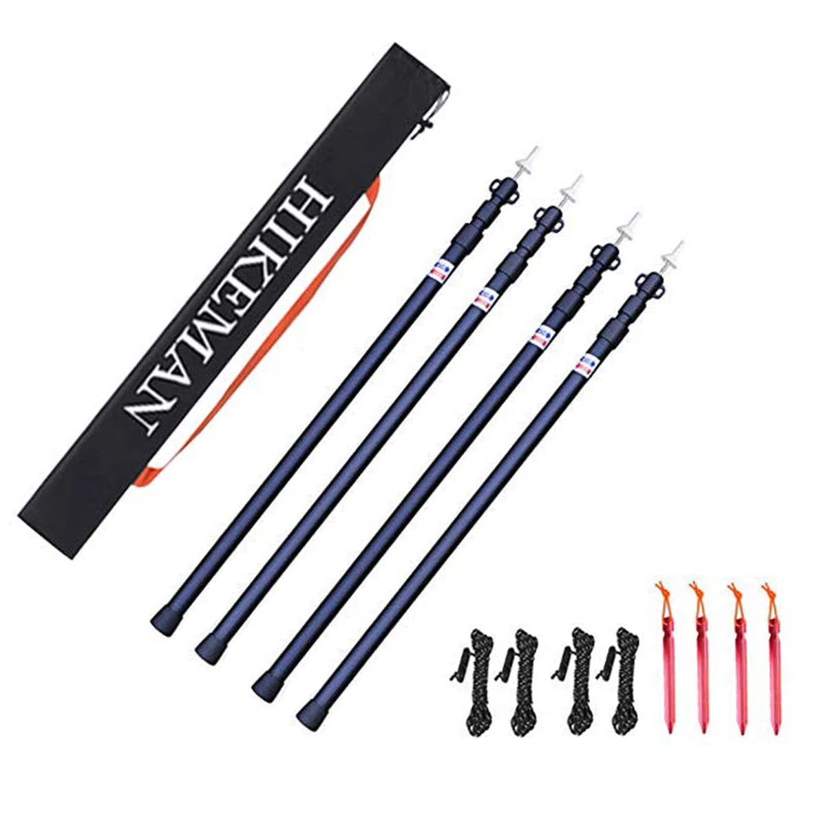 Poteaux de Tente poteaux de Camping pour bâche auvent auvent Porche voiles de Soleil bâche Hauteur Libre en Aluminium télescopique réglable 90-230 cm (4PCS-Noir)
