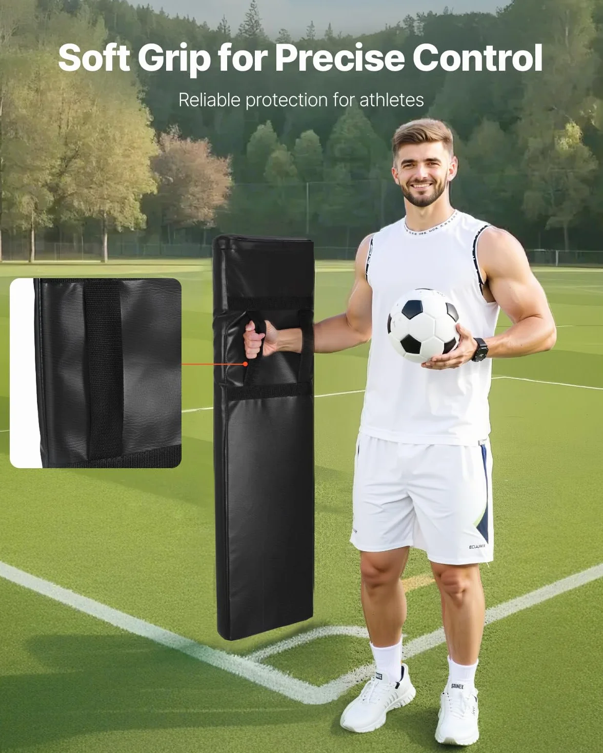VEVOR Sac de Plaquage de Rugby 2PCs, Matériels d’Entraînement de Football Américain de 108 cm en PVC, Coussin de Blocage en Éponge Haute Densité, avec Poignées, pour Exercices de Tacle, Noir