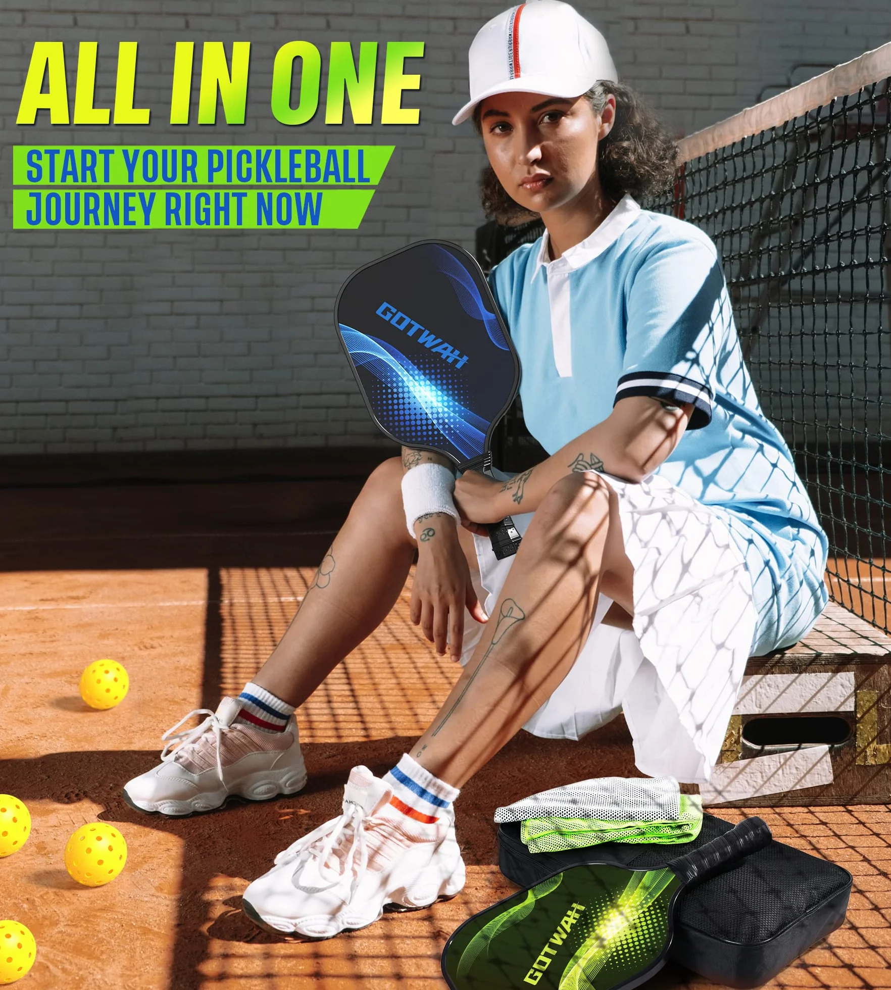 Lot de 4 Raquettes de Pickleball GOTWAH