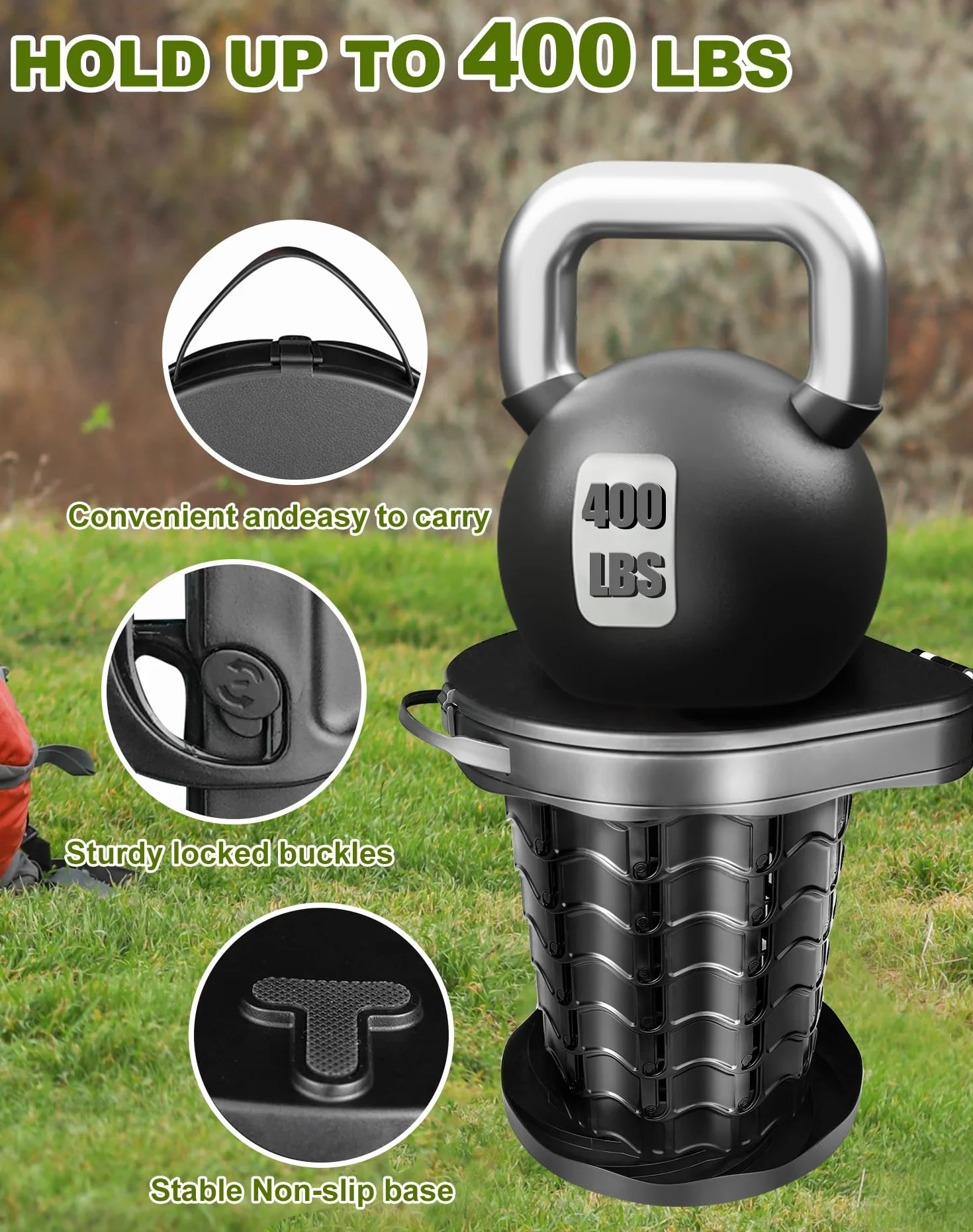 Toilette Portable Camping avec Couvercle, WC Portable avec Sac Poubelle, Toilettes Sèches, pour Le Camping, Les Barbecues, Les Voyages, la Pêche, la Plage et L'auto-Propulsion
