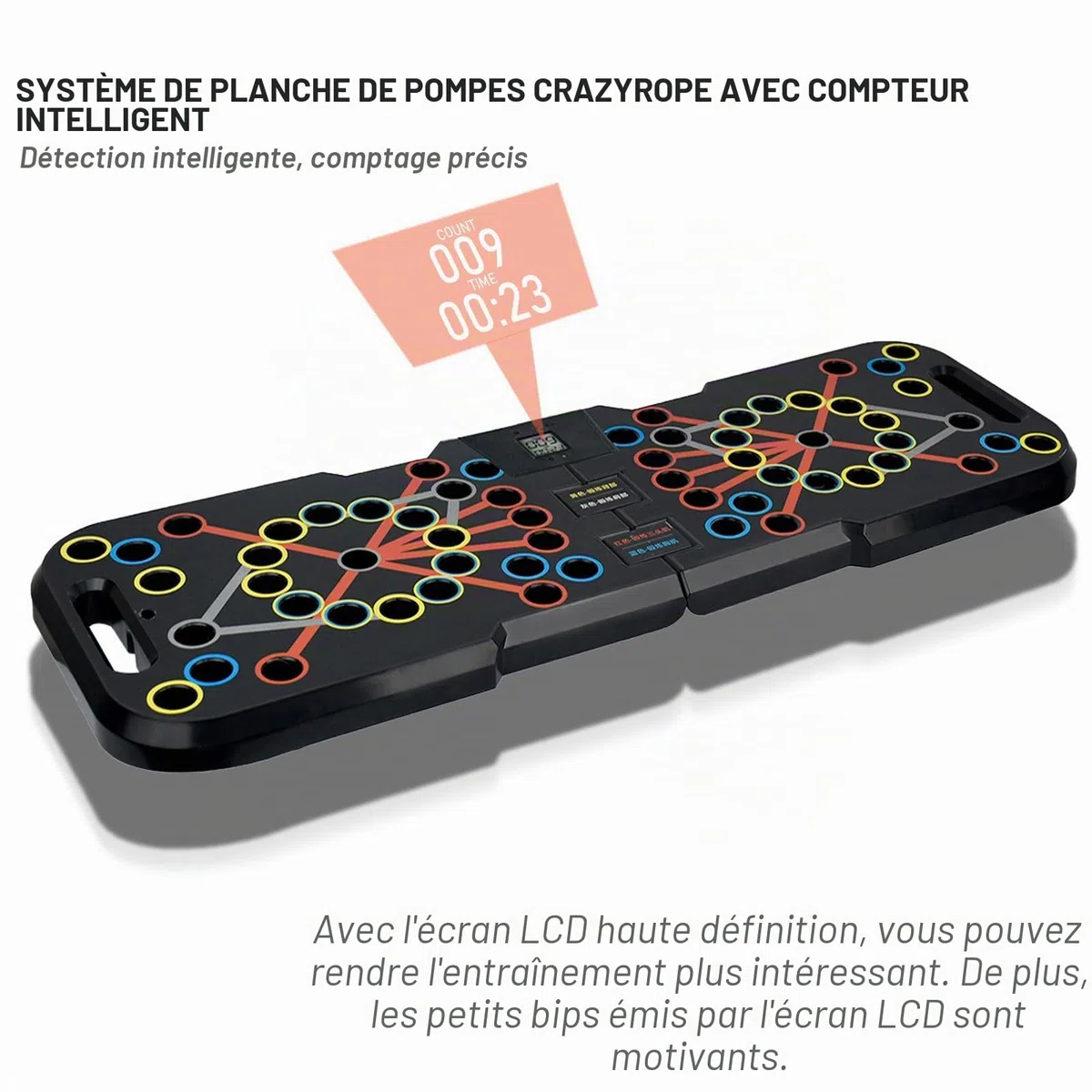 41 en 1 Push Up Musculation Push Up Board avec Poignée Compteur Intelligent＆Bande de Résistance Pliable Planche et Appareil de Fitness Système équipement d’Entrainement pour Les Muscle