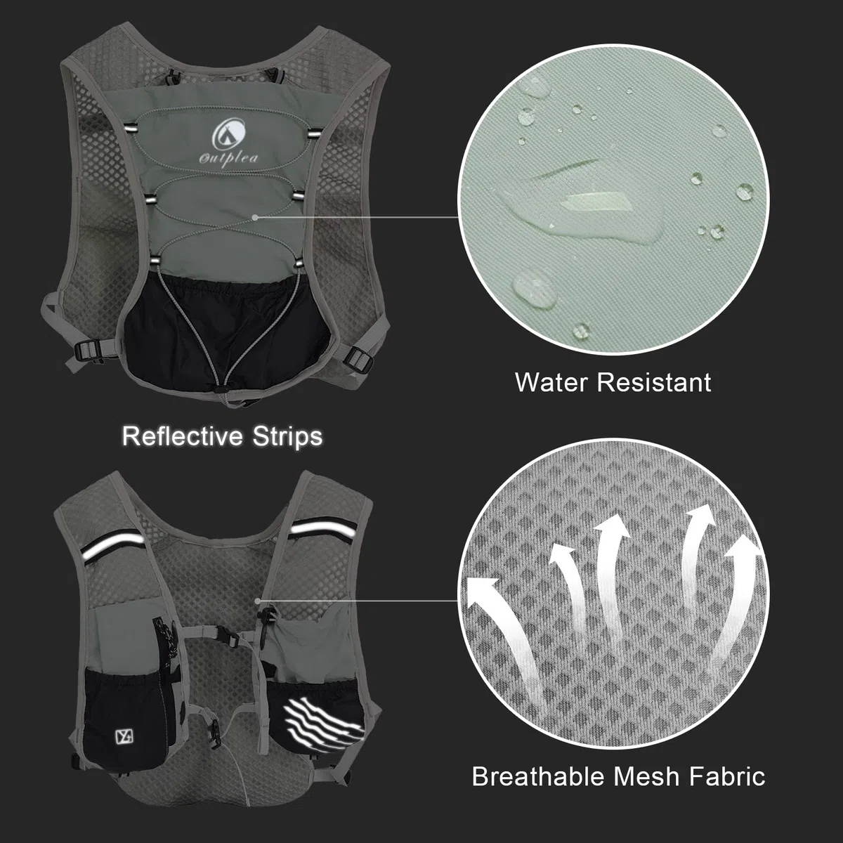 Sac Hydratation avec 2L Poche a Eau, Réfléchissant Gilet Hydratation Running Femme Homme, Léger Gilet Trail, Sac Running Hydratation pour Marathon Vélo Moto Course