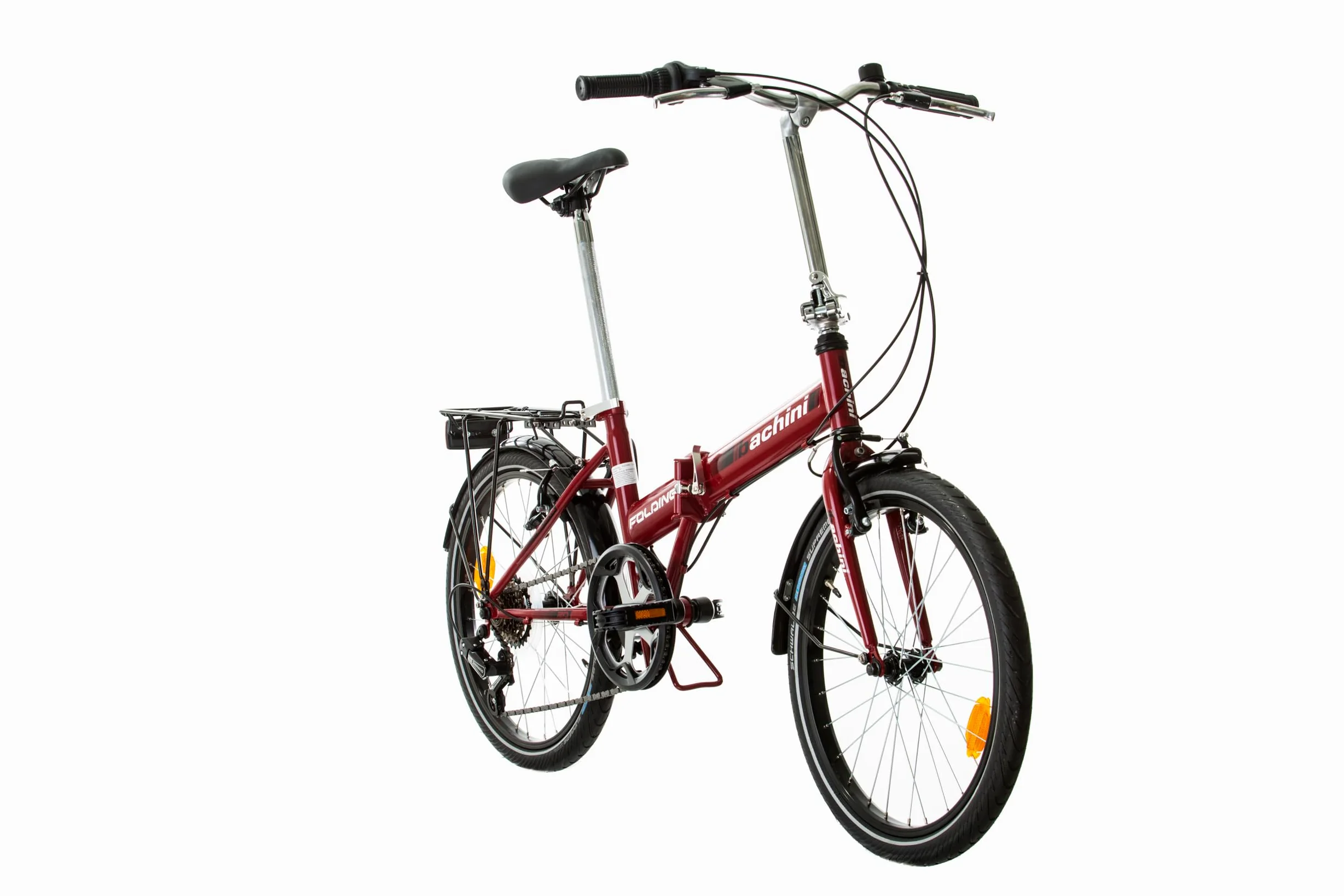 Multibrand Bachini Folding Vélo Pliant Classique 20 Pouces, 6 Vitesses, Frein V-Brake, Garde-Boue, Sonnette, pour Adultes et Adolescents, Convient pour 155–185 cm