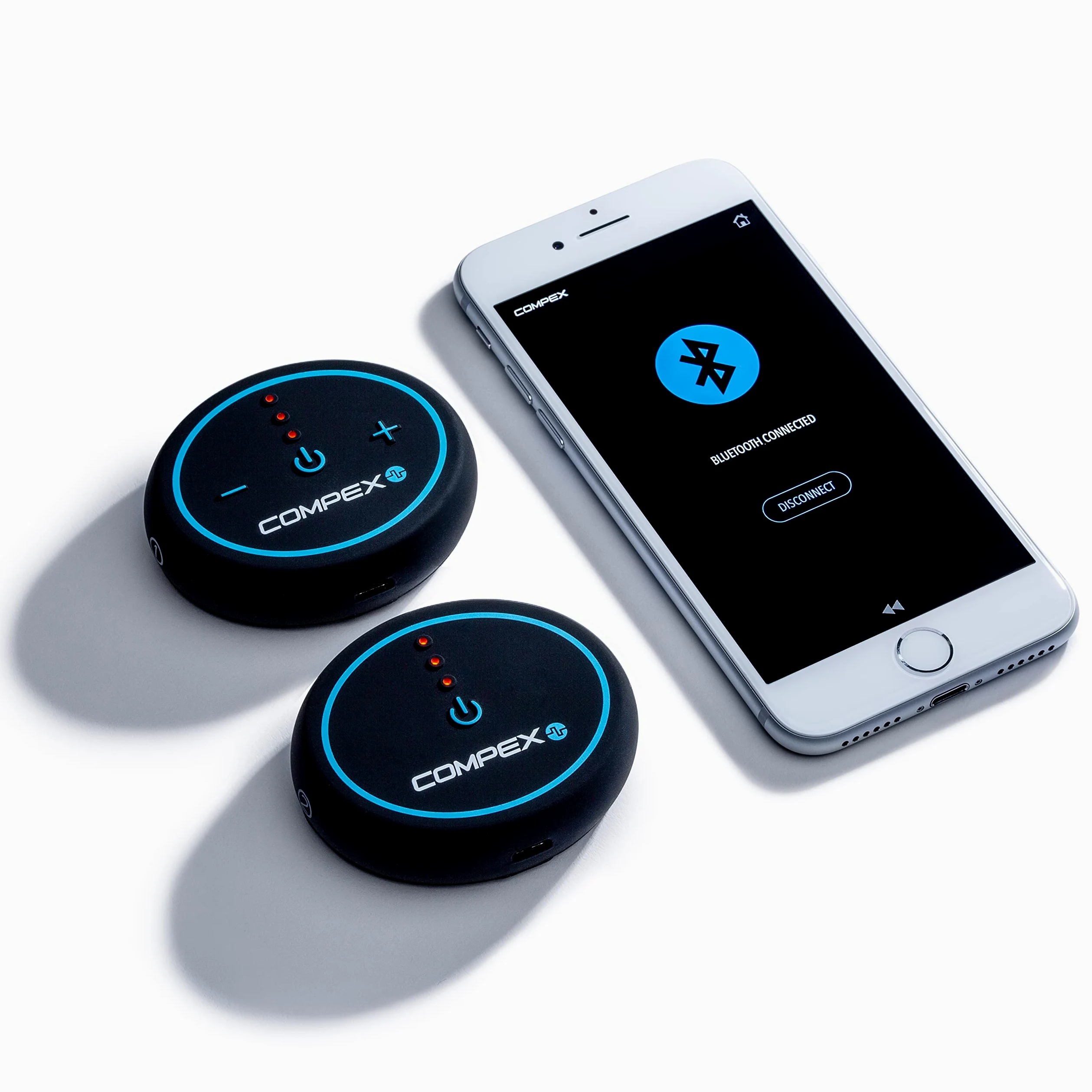 COMPEX Mini - Electrostimulateur musculaire sans fil TENS, EMS, Massage - 2 canaux indépendants, 6 programmes - Piloté par une application intuitive