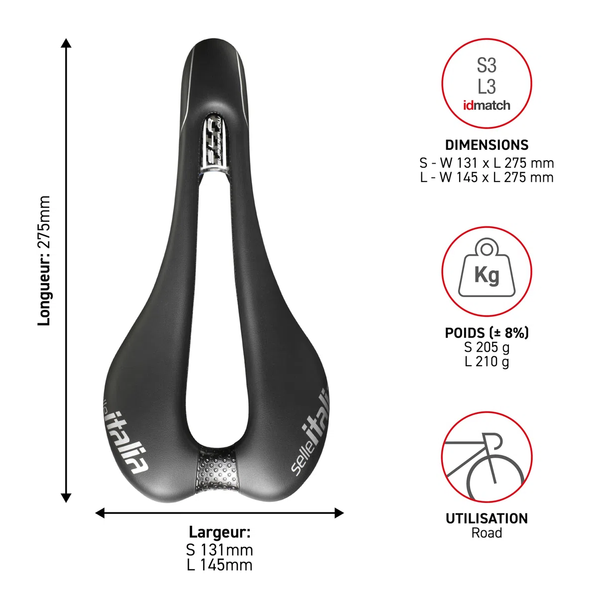 Selle Italia SLR TM Superflow - Selle de Vélo de Route, Design Iconique SLR avec Trou Superflow, Cadre en Manganèse
