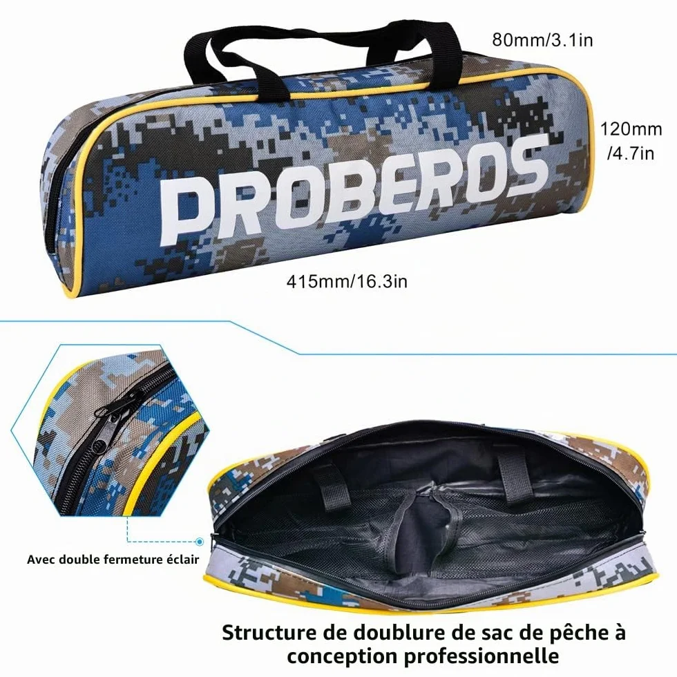 Ensemble Canne à pêche et Moulinet, Canne à pêche télescopique en Fibre de Carbone de 2,1 m avec Moulinet Rotatif/appât, Eau salée, Eau Douce, Glace, Bar