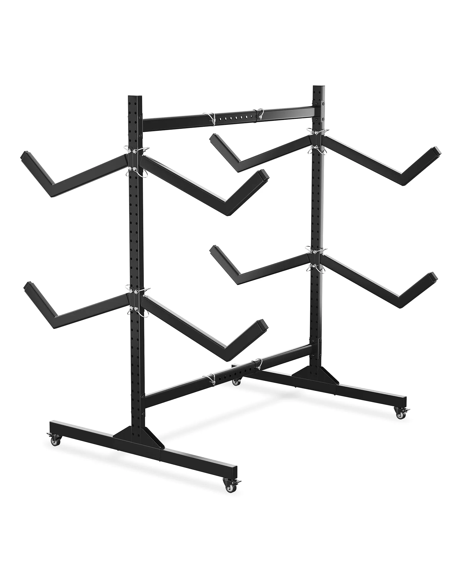 Garvee Rack de Rangement autoportant Double Face, Robuste et réglable, pour 4 Kayaks, canoës, Sup et Planches – roulettes verrouillables – Idéal Garage, abri ou Quai – Spécification : Double Face