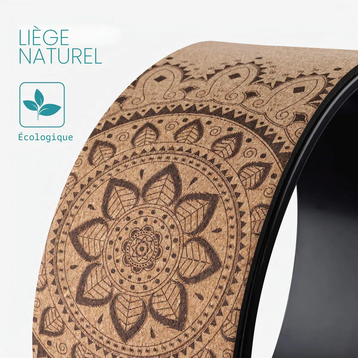 Navaris Roue de Yoga - Roue Yoga en liège Ø 33 cm pour Entrainement étirement Posture Fitness Pilates - Accessoire de Sport Tout Niveau
