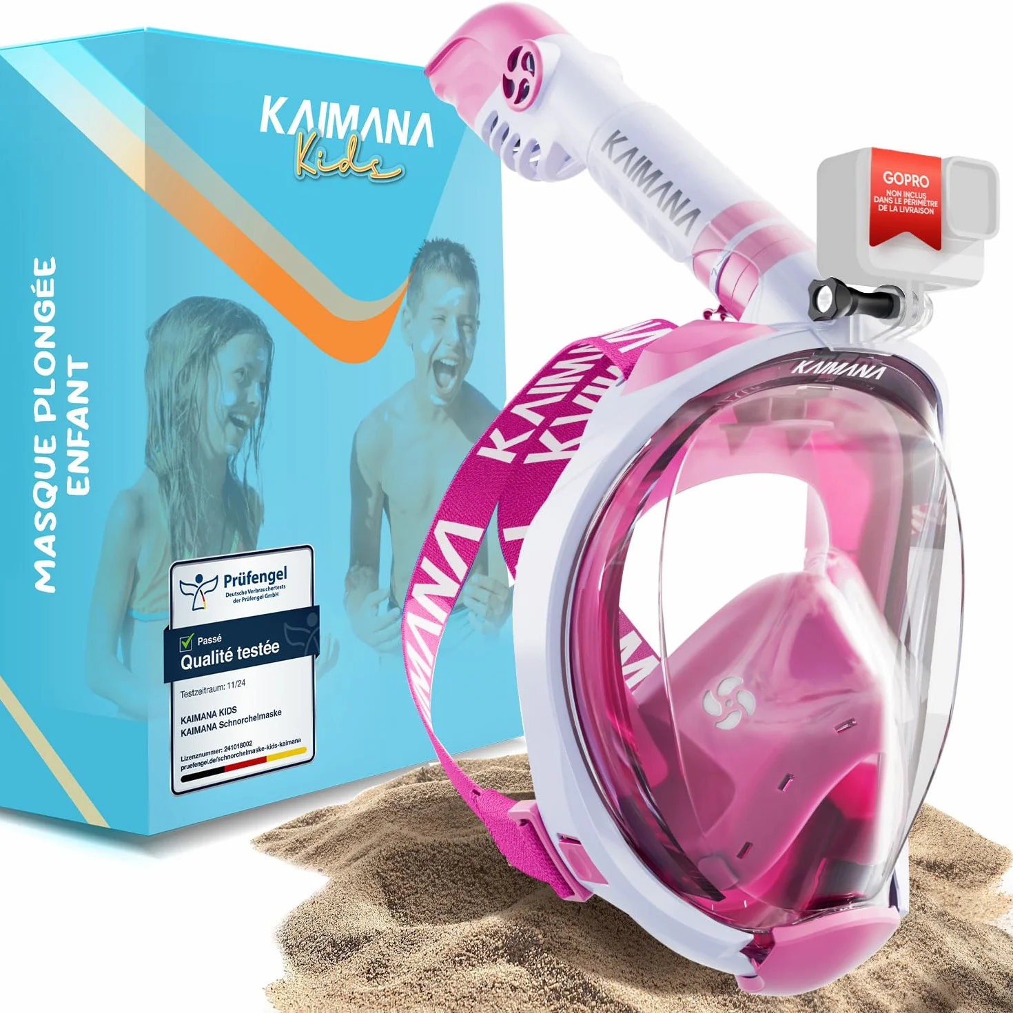 KAIMANA® Masque Plongée Adultes et Enfantes | Snorkeling Intégral Anti-Buée CO2 Safe | Tuba Adulte | Sac de Transport Inclus