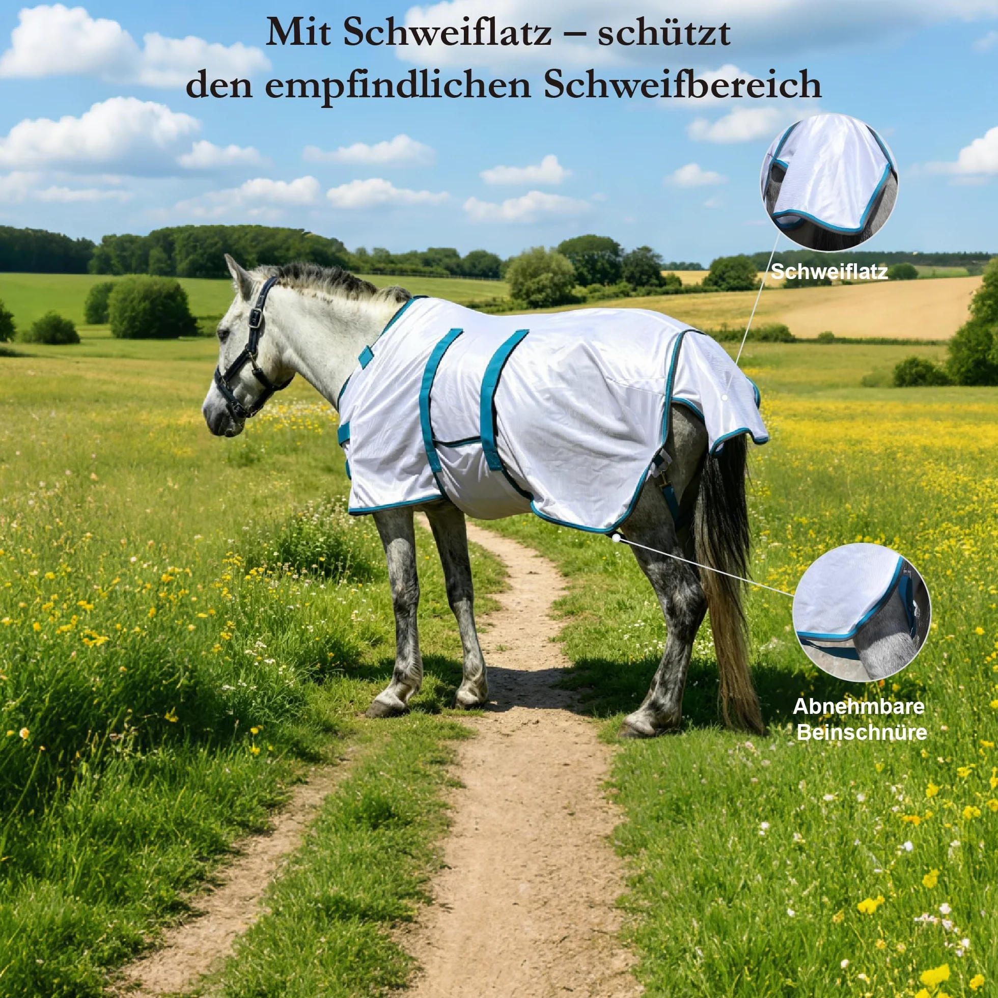 Couverture anti-mouches pour poney avec partie détachable pour le cou, respirante et légère, confortable, couverture d'été pour mini-, shetty- et poneys nains, sangles de poitrine et