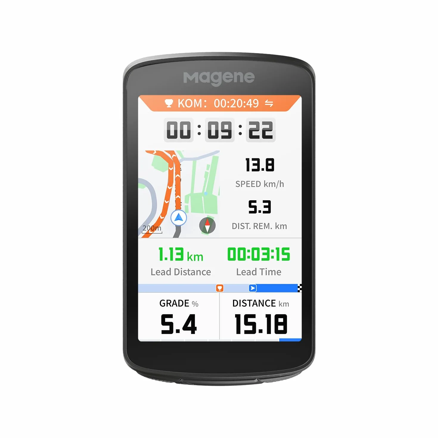 Magene C706 GPS vélo Compteur, Navigation cartographique, écran Tactile Couleur 3,3", positionnement Double Bande, Support métallique, Affichage des données Personnalisable, entraînement en intérieur
