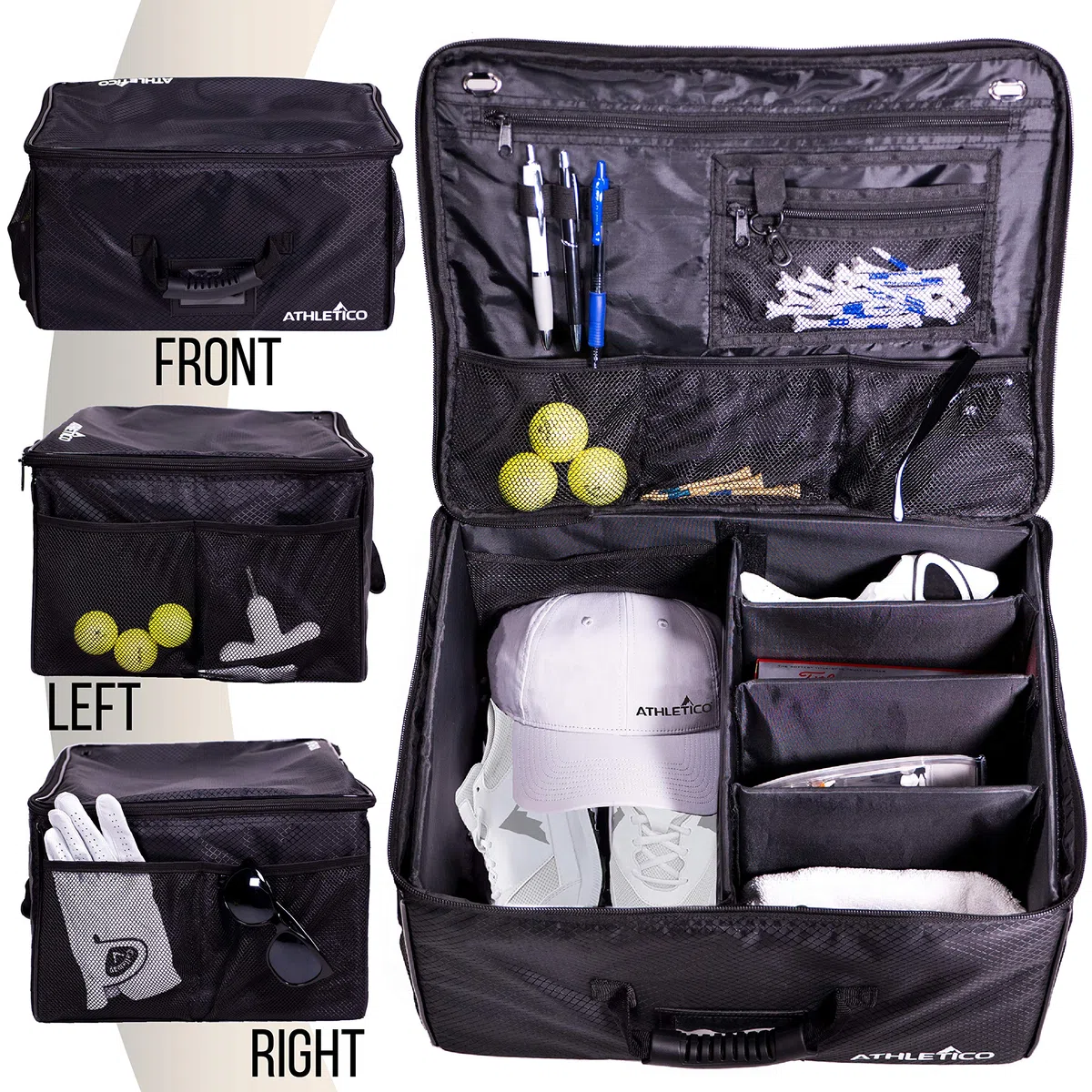 Athletico Organiseur de Coffre de Golf – Casier de Golf de Voiture pour Ranger Les Accessoires de Golf | Pliable lorsqu'il n'est Pas utilisé