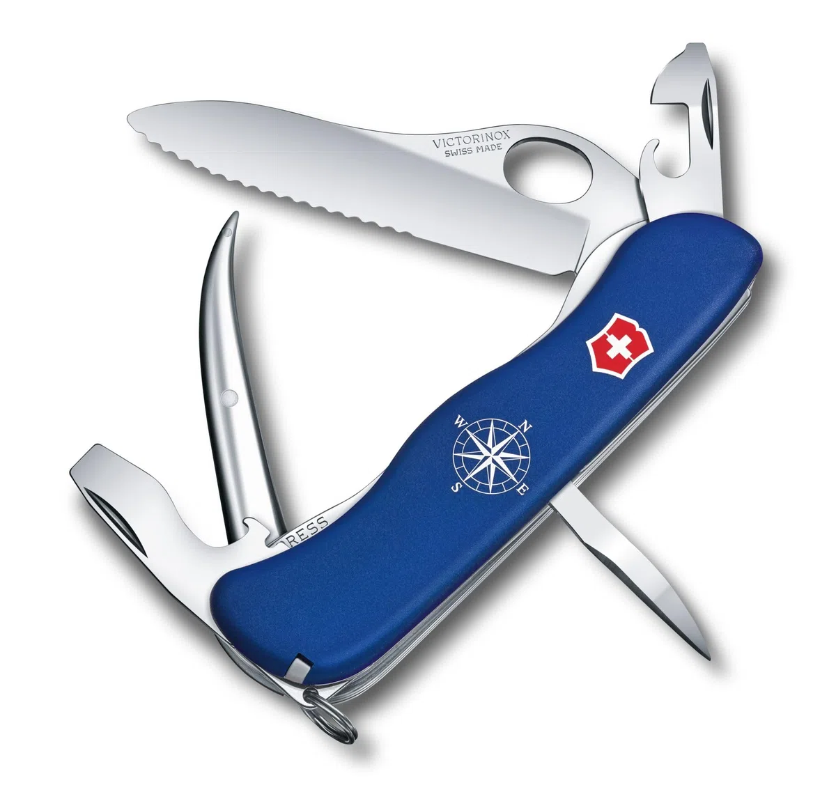 Victorinox Skipper Pro Couteau de Poche Suisse, Multitool, 12 Fonctions, Grande Lame Fixe, Bleu