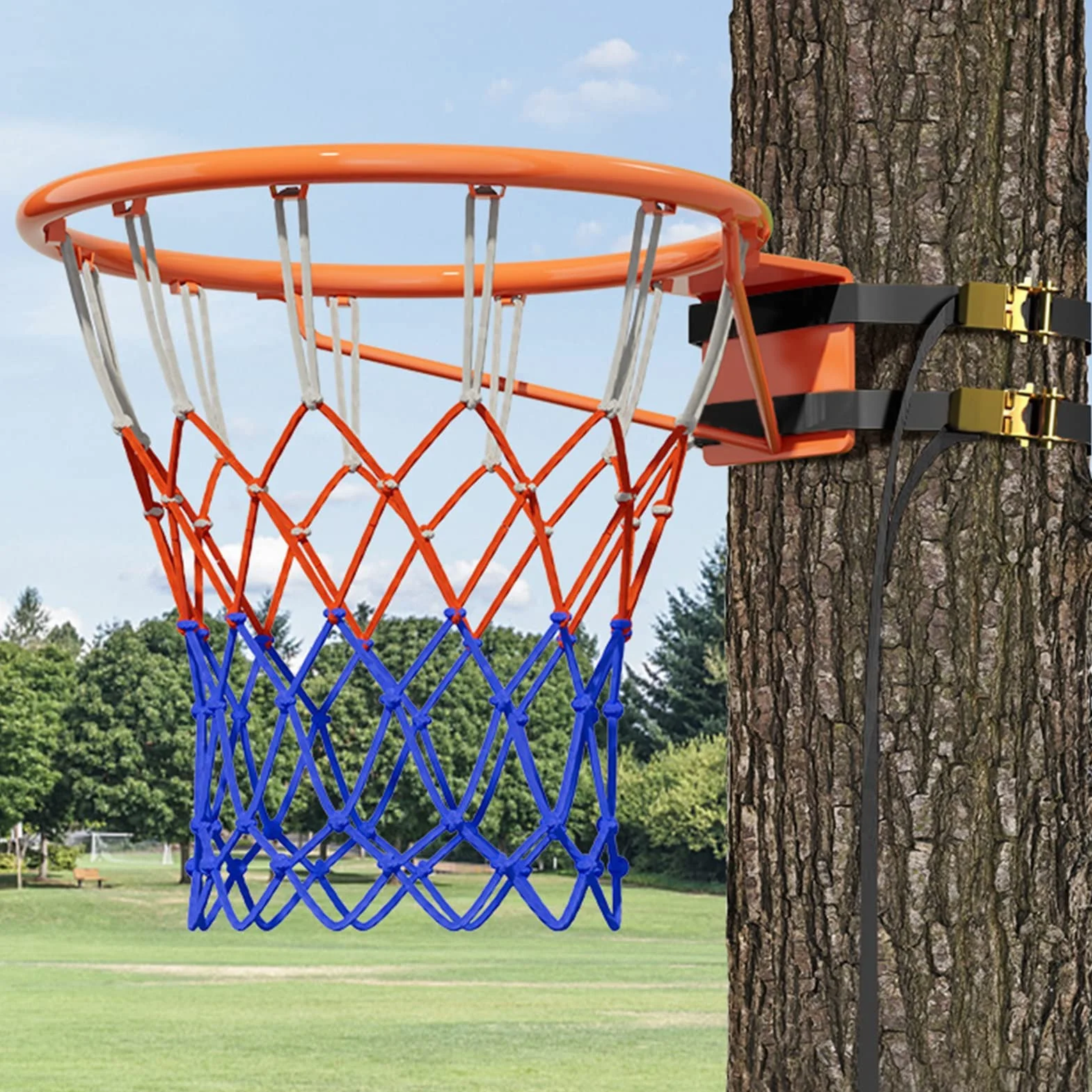 Panier de Basket Mural Extérieur 46cm - Arceau Acier avec Filet, Hauteur Réglable (200-250cm), Résistant aux Intempéries pour Jardin OXFUZZ