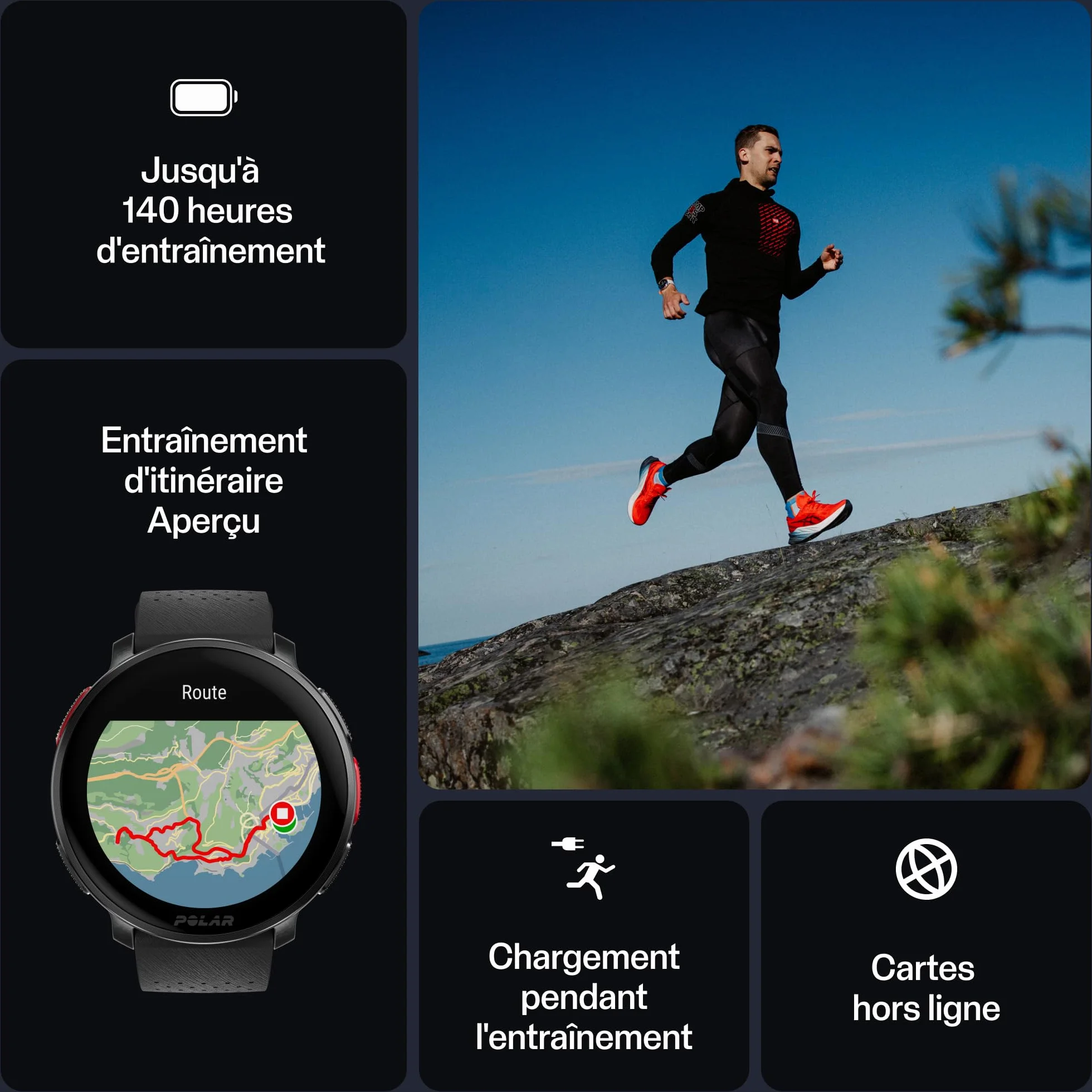 Polar Vantage V3, Montre Sport avec GPS, Cardiofréquencemètre de Pointe, Autonomie prolongée, Montre connectée Hommes et Femmes, Cartes Hors Ligne, Montre Running, Montre Triathlon