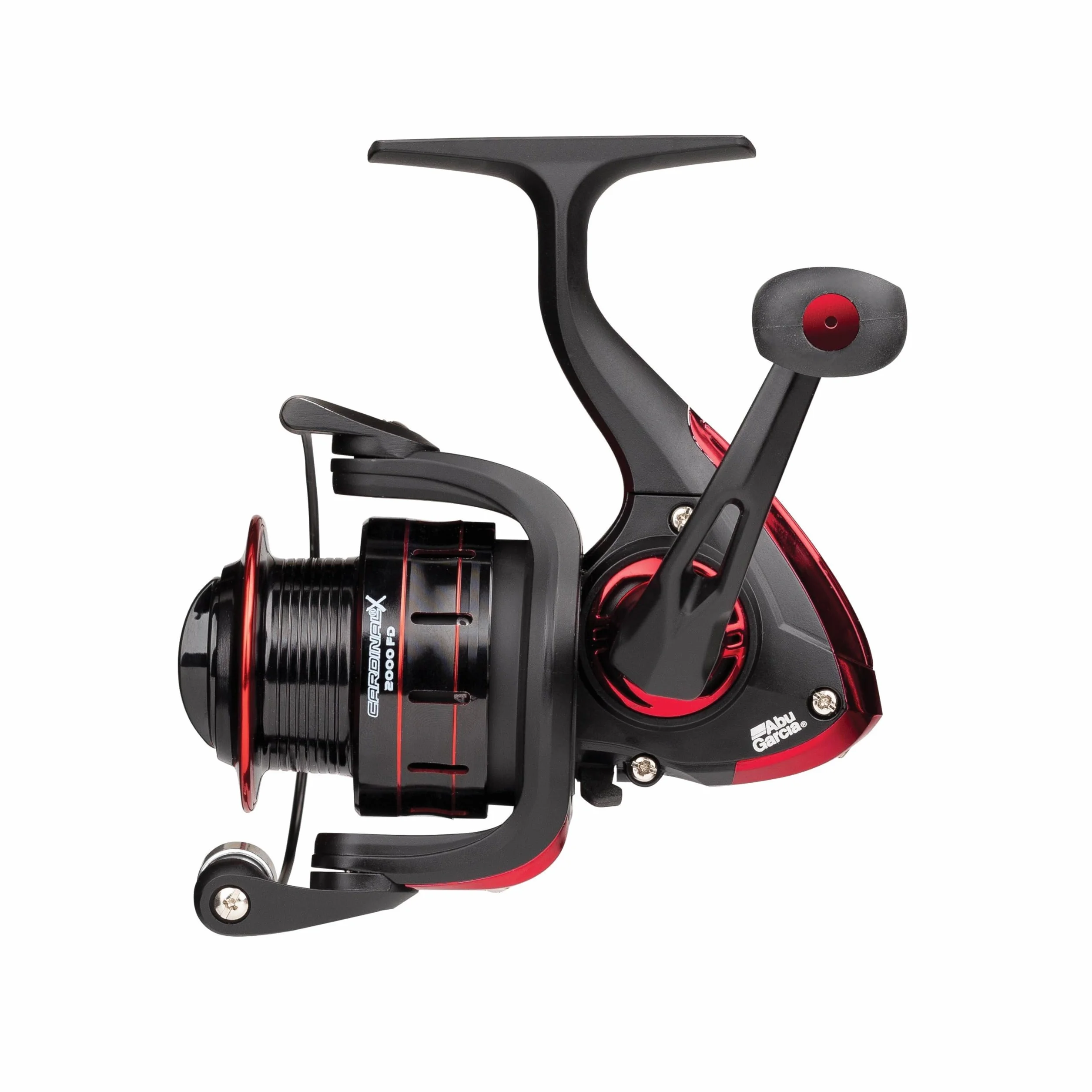 Abu Garcia Cardinal X Moulinet Spinning, Moulinet de pêche à Bobine Libre pour la pêche aux leurres - Truite, Perche, brochet, Saumon, Robuste et léger, Aluminium Noir et Rouge, Tailles Multiples