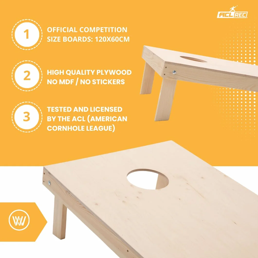 Set de Cornhole Wicked Wood 120x60 cm ACL Officiel 8 Sacs Extérieur