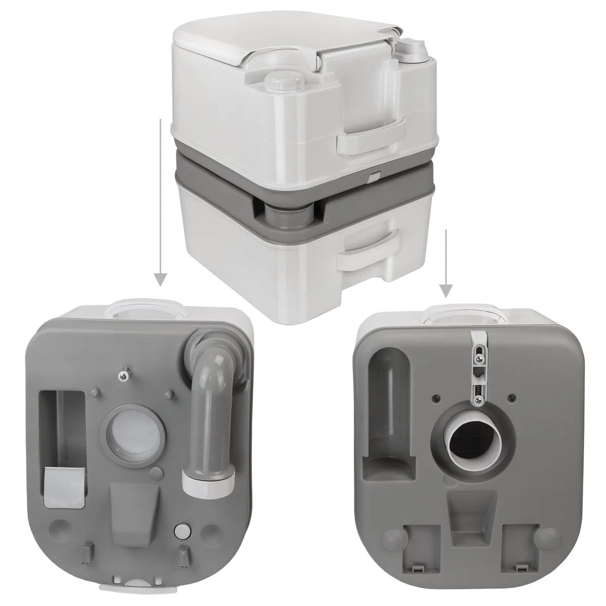 Montafox Mobile Toilettes de Camping, WC Chimiques 24 l avec Pompe à Piston et Compartiment pour Papier Toilette, Hauteur d'assise de 44 cm