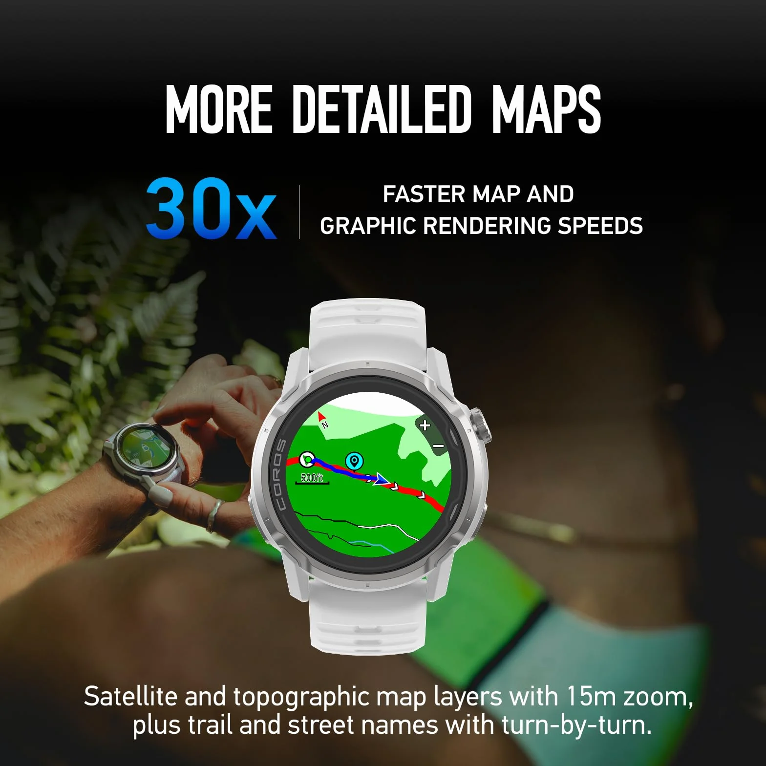 COROS APEX 4 Montre GPS, écran Tactile MIP 1,3", Cartes mondiales + Navigation itinéraire, autonomie 41 Jours, Montre Sport, Micro, Haut-Parleur, 5 Modes d'escalade (Blanc, 46mm)