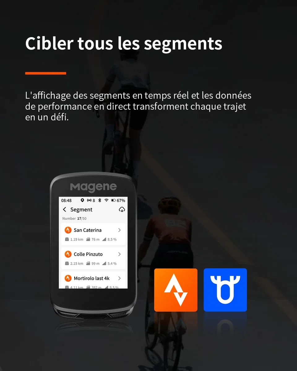 Magene C606/C606 V2 Compteur GPS vélo, Multi-Scenario ClimbPro, Transfert de données Wi-FI et Bluetooth, Replanification d'itinéraire, Affichage des données Personnalisable
