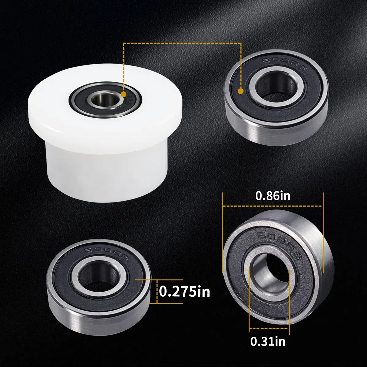 Lot de 4 roues usinées compatibles avec Total Gym 1000, 1100, 1400, 1500, 1600, Achiever, Force, Gold, Max, Platinum, Platinum Plus, Pro, Supra, Supreme, Ultima, Ultra, XLI (blanc)