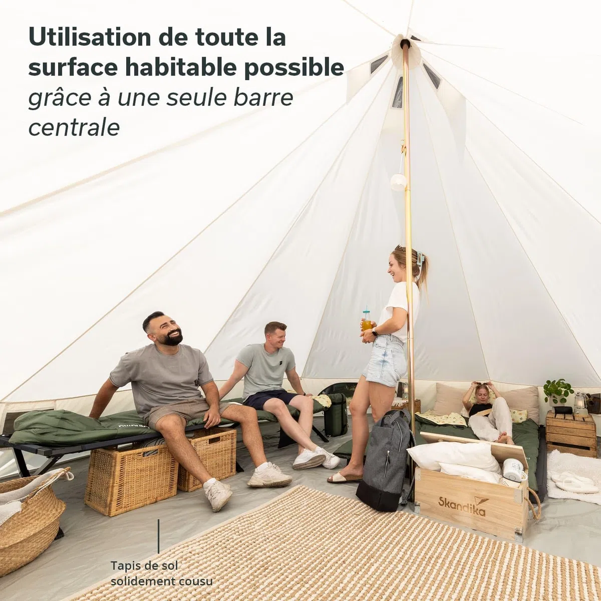Skandika Tipii 400/500 Tente tipi 8/10 Personnes | Tente étanche en Coton, Colonne d'eau 4000 mm, moustiquaire | Yourte, Tente de Glamping, de Festival