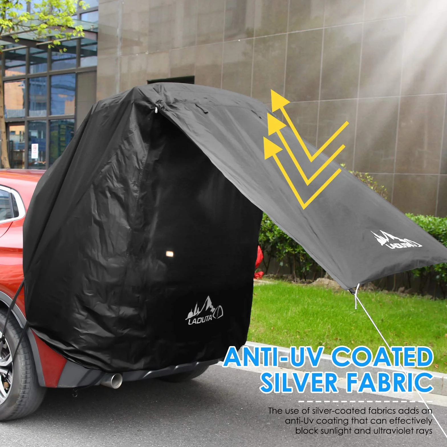 Auvent de Voiture Tente de hayon de Voiture avec la Gaze B3 Protection Solaire Imperméable Abri de Soleil de Tente pour Divers modèles de SUV（Largeur de la Queue inférieure à 1,9 m）