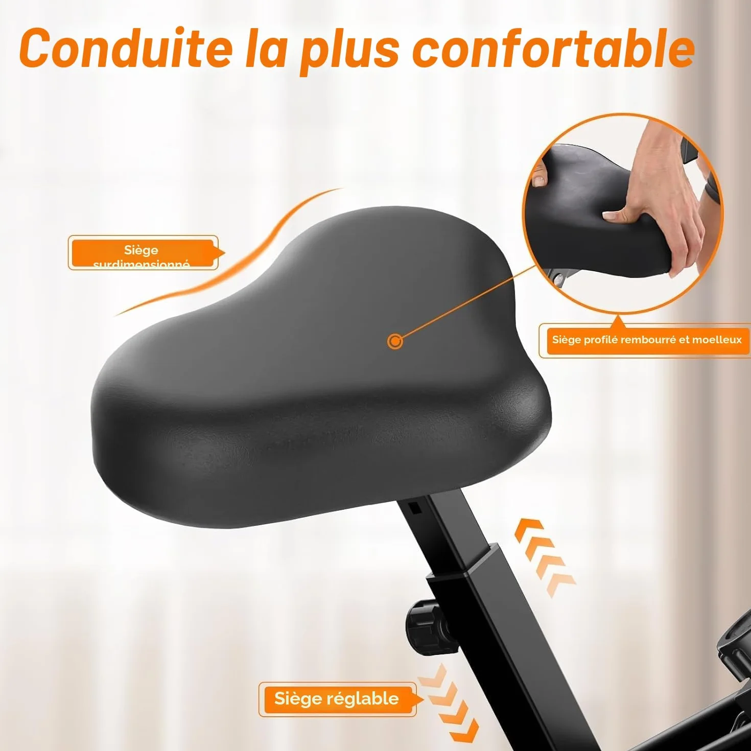 Dskeuzeew Vélo D’Appartement Pliable, Velo d Appartement avec Moniteur LCD et Mesure du Pouls Manuel, Vélo D'exercice Magnétique de Niveau 16 Avec Siège Confortable, Peu Encombrant