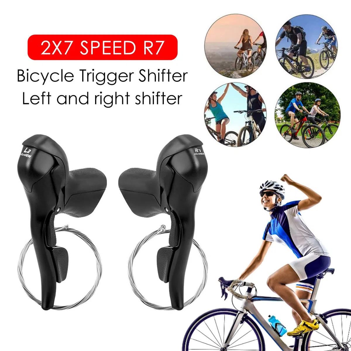Manette de vitesse vélo, Levier frein pour 2 7 8 9 10 11 vitesses, Manettes route diamètre 0,93-0,95 pouces, noyaux variable frei