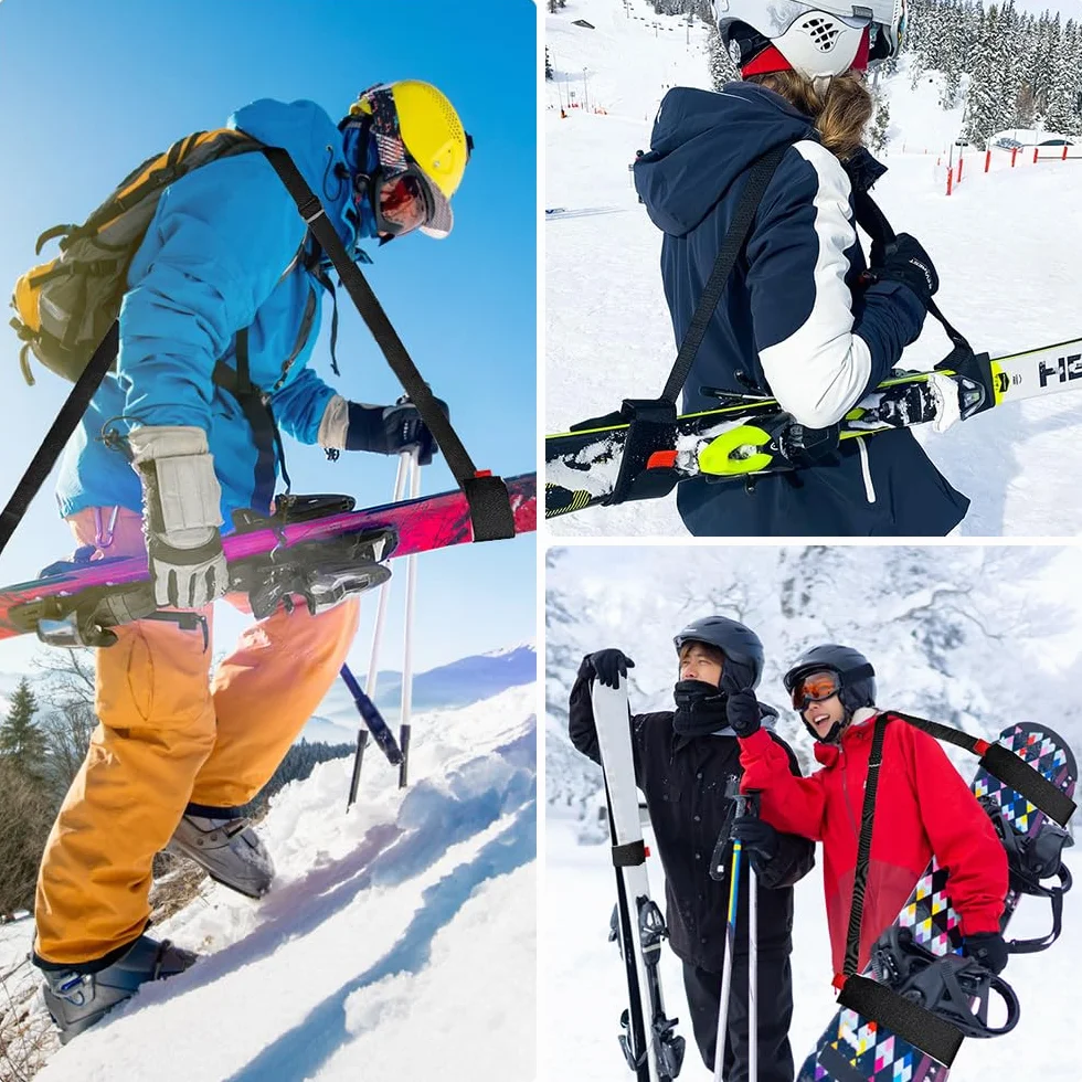 2 Pièces Sangles de Ski, Bandoulière de Ski Sangle de Ski Réglables Robustes Ski Strap Rangement à Skis Portables Sangles de Snowboard pour Transporter Facilement des Skis et des Pôles