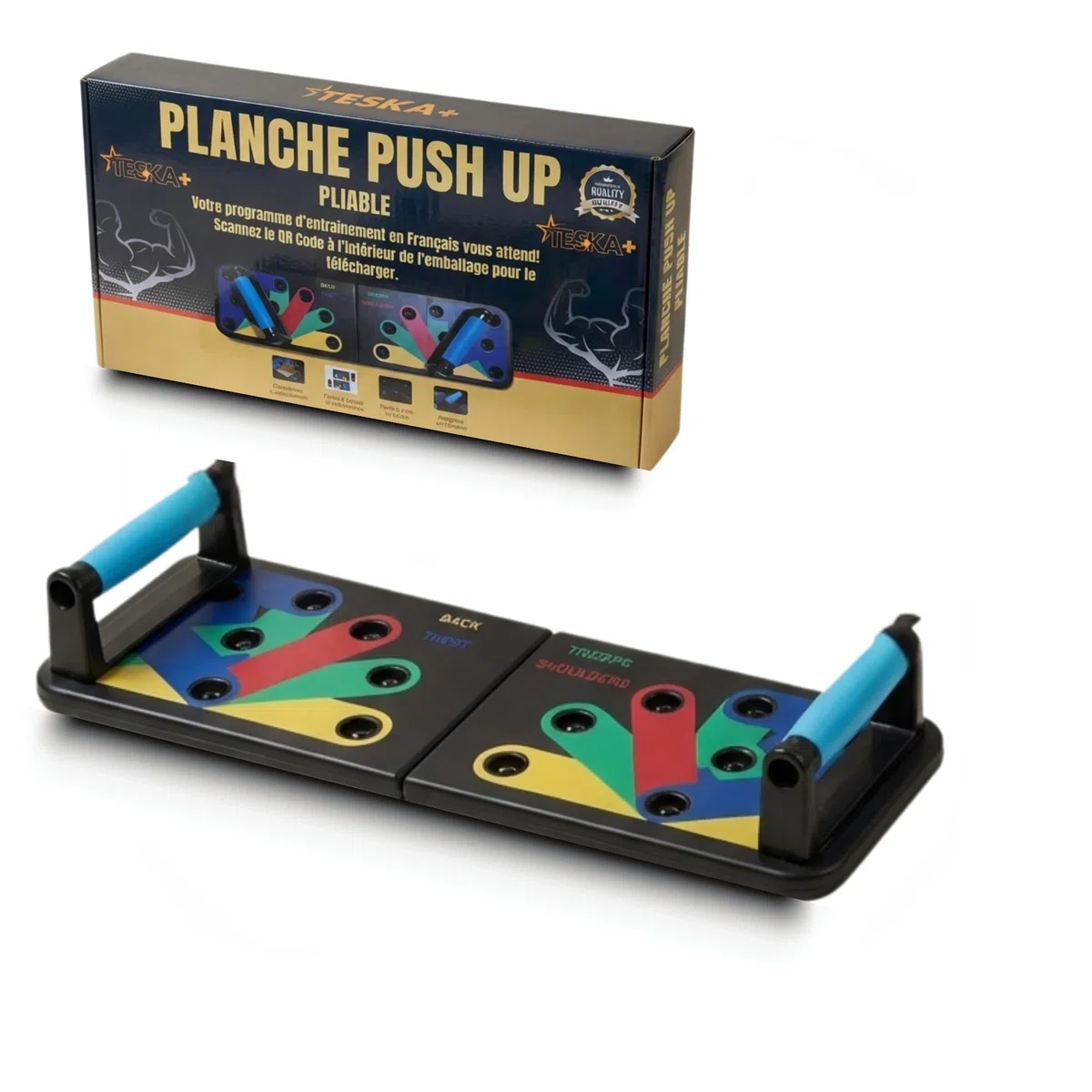 TESKA+ Planche À Pompes 22 En 1 Push Up Board Programme Musculation 10 Semaines En Français Renforcement Musculaire Maison Poignées Antidérapantes Sport Tous Niveaux