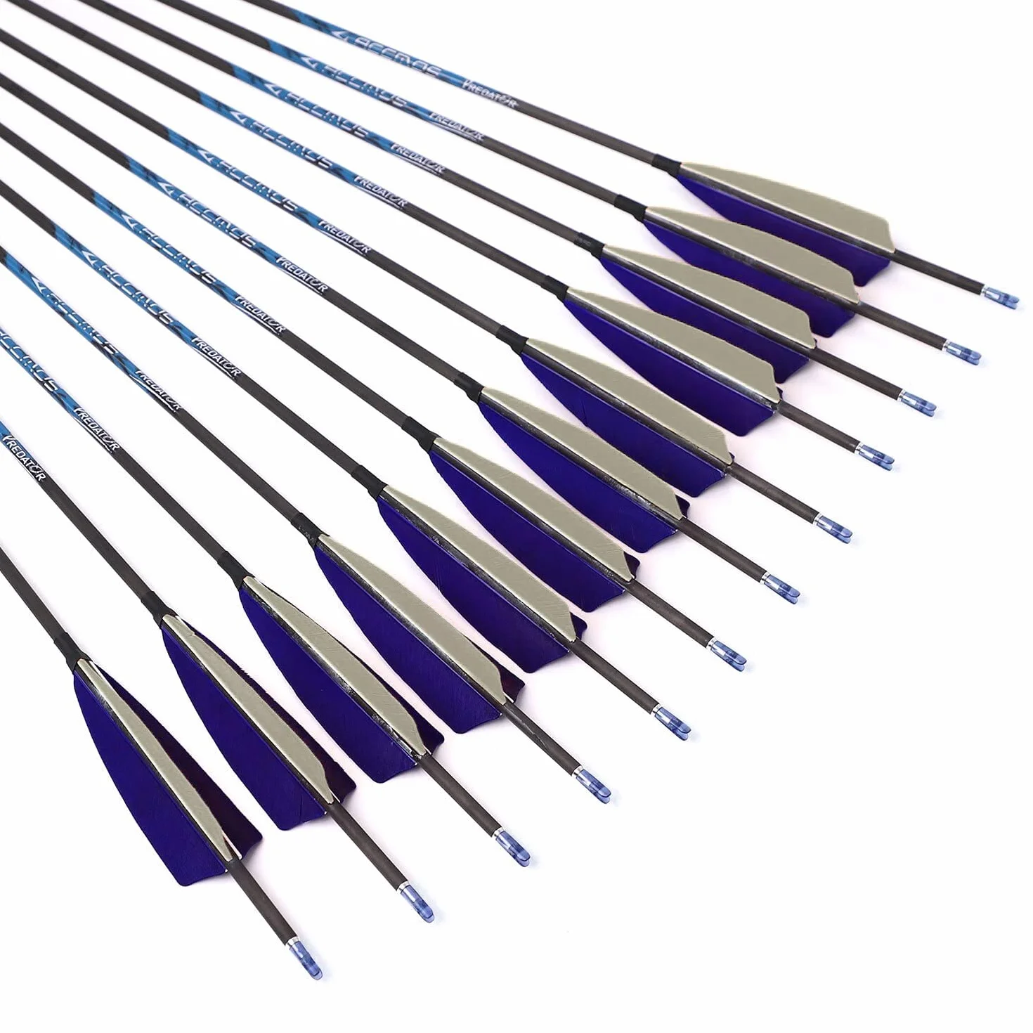 12pcs Diamètre Intérieur 4.2mm .165" 22-32 Pouces Flèches Spine 300 350 400 500 600 700 800 900 1000 Adulte Jeunesse Flèche Carbone avec Encoche Rotative pour Arc à Poulies et Arc Recurve Style1