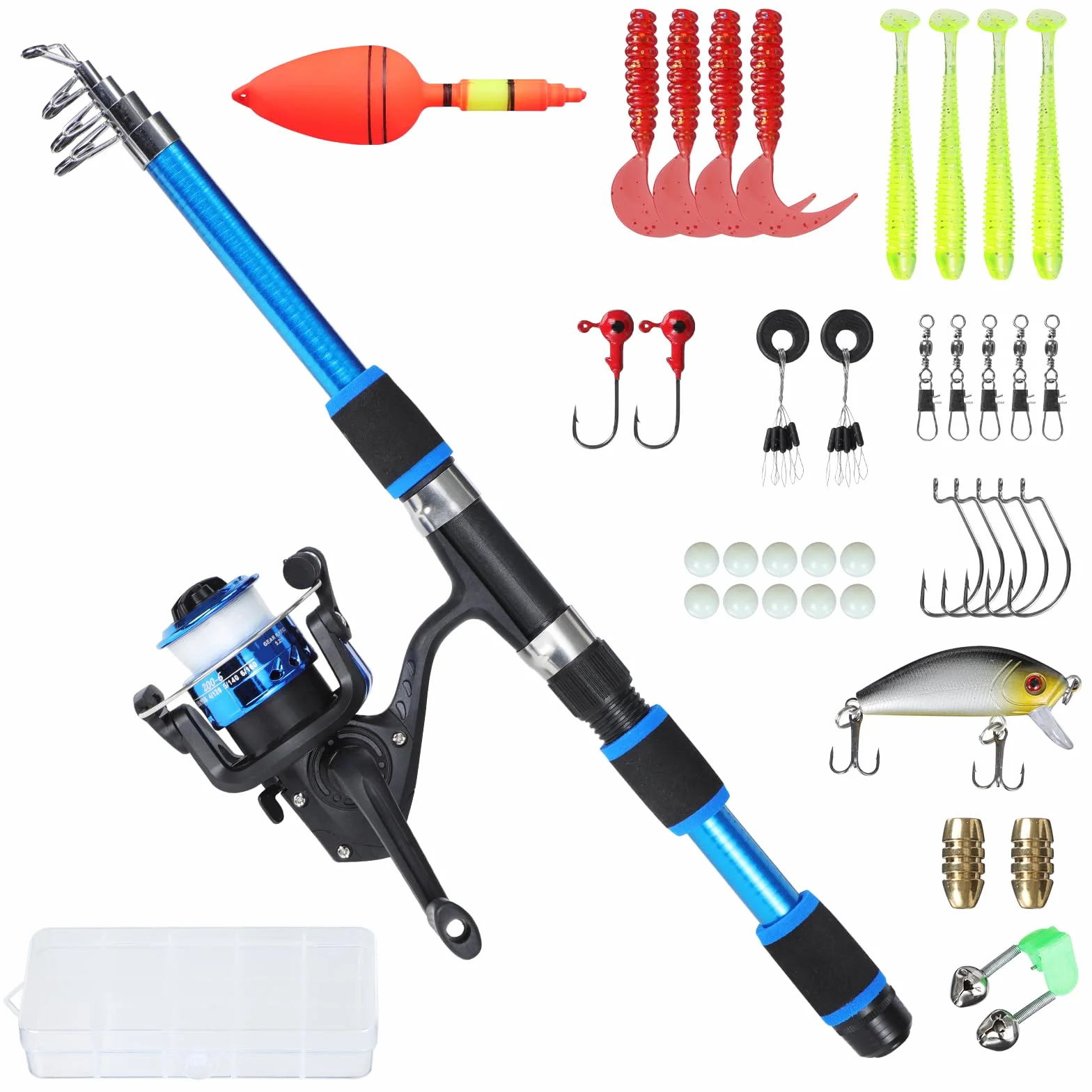 Kit de Canne à Pêche pour Enfants,180cm Combo Télescopique Canne et Moulinet pour Débutants avec Moulinet Spincast, Equipement de Pêche, Kit Peche pour Garçons, Filles, Tout-Petits