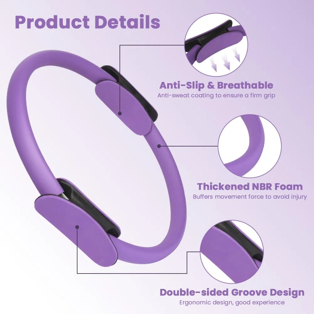 Kit de Pilates, Pilates Accessoires, Anneau de Pilate, Bande de Résistance en Latex, Ballon Yoga, Cercle de Résistance Élastique, Extracteur de Pédale et Extracteur en Forme de 8